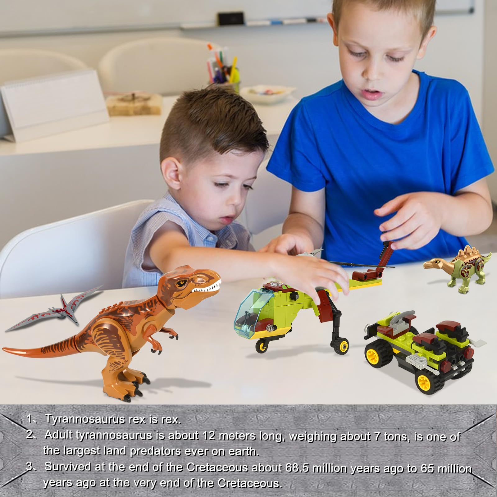 319 Pcs Jurassic Dinosaur Toys Set - Compatible with Lego Building Blocks, Dinosaur Park Playset for Kids Ages 8-14, T-Rex Chasing Adventure Toy for Boys & Girls - Perfect for Birthday Gifts, STEM Learning & Creative Play