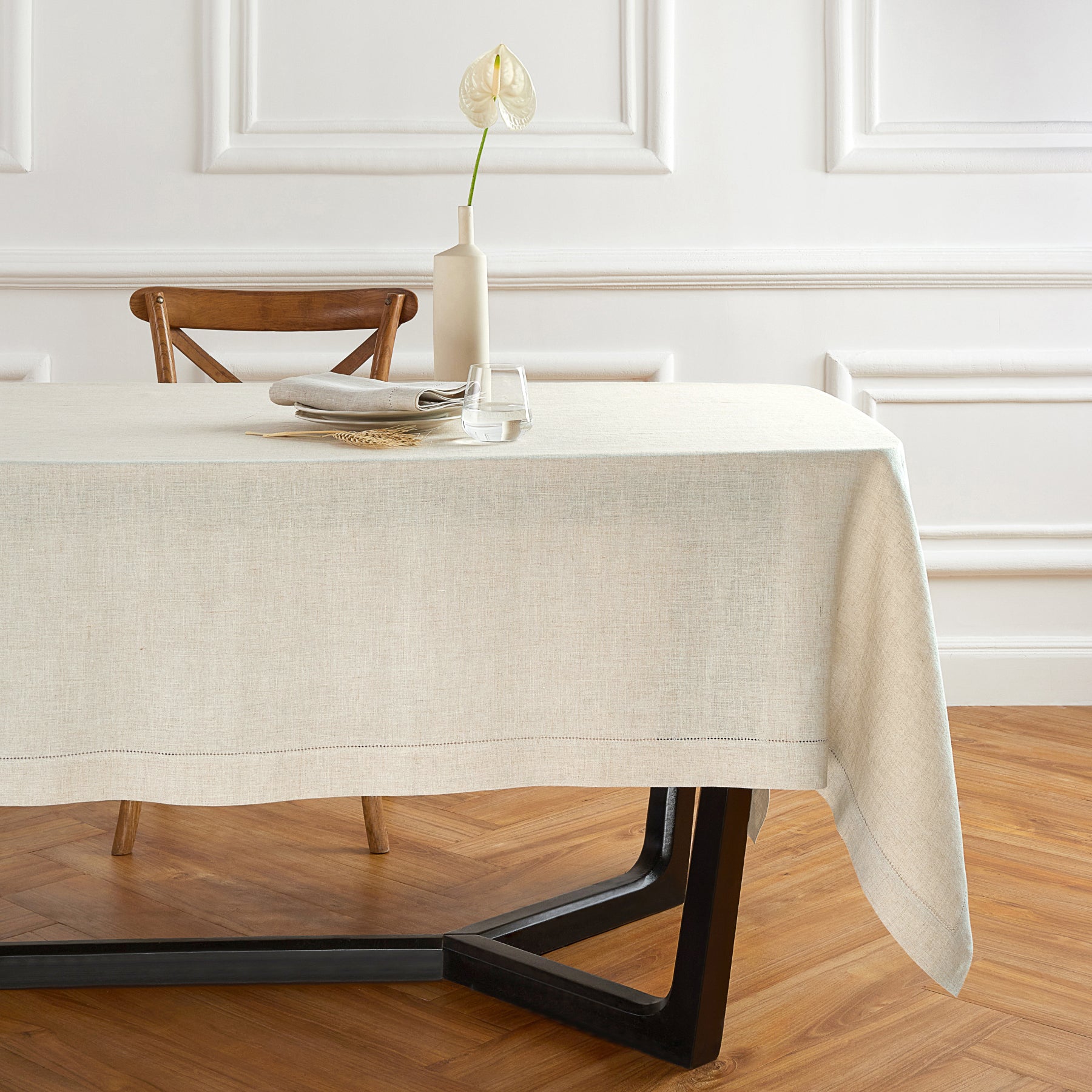 Elegant Sonoma Hemstitch Tablecloth - Premium Cotton Dining Table Cover for Formal Dinners & Special Occasions