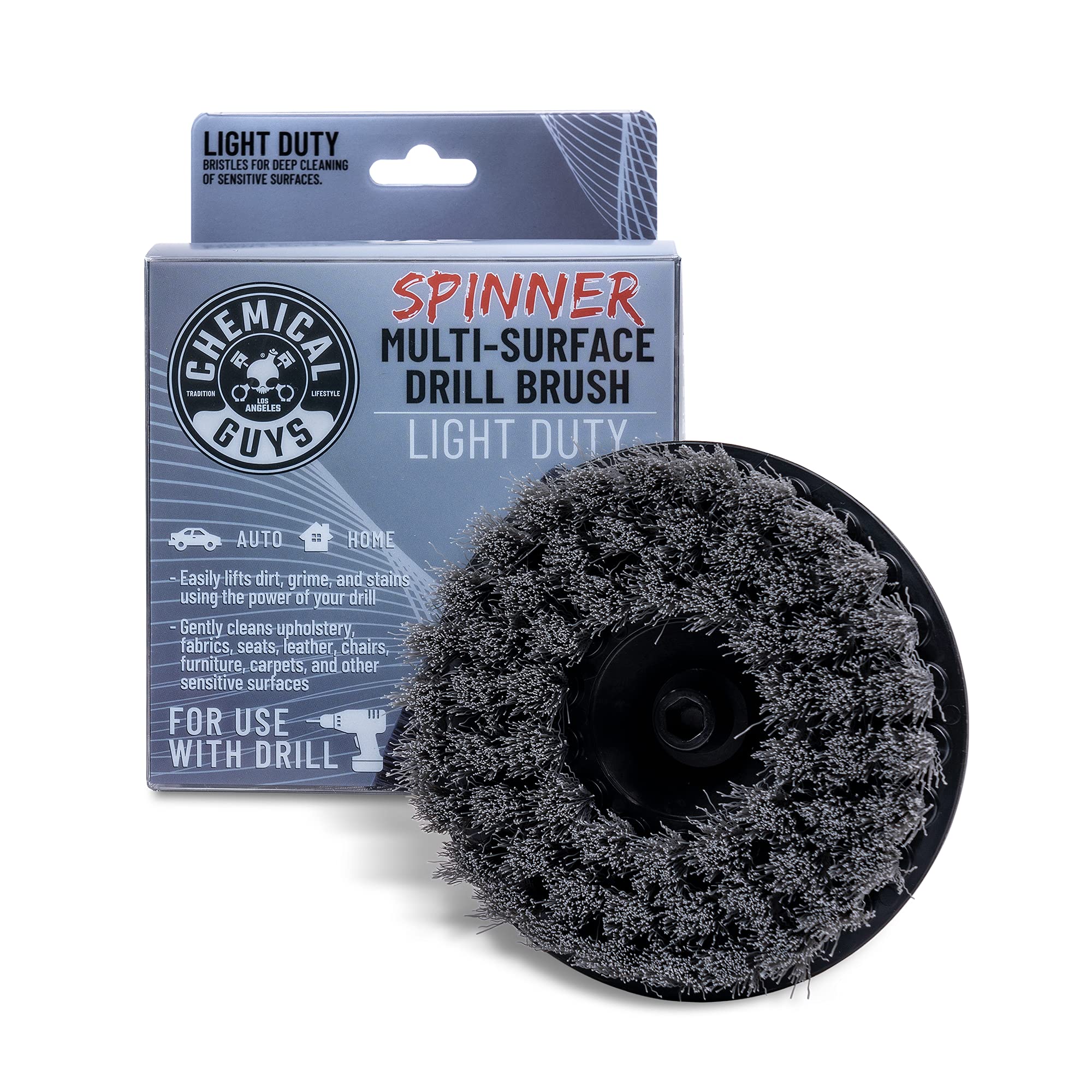Chemical Guys ACC506 Light Duty Spinner Multi-Surface Drill Brush Attachment - Power Scrubber for Stains & Gentle Cleaning on Upholstery, Fabric, Carpet (Fits Any Standard Drill) - Perfect for Car Detailing, Home Cleaning & DIY Projects