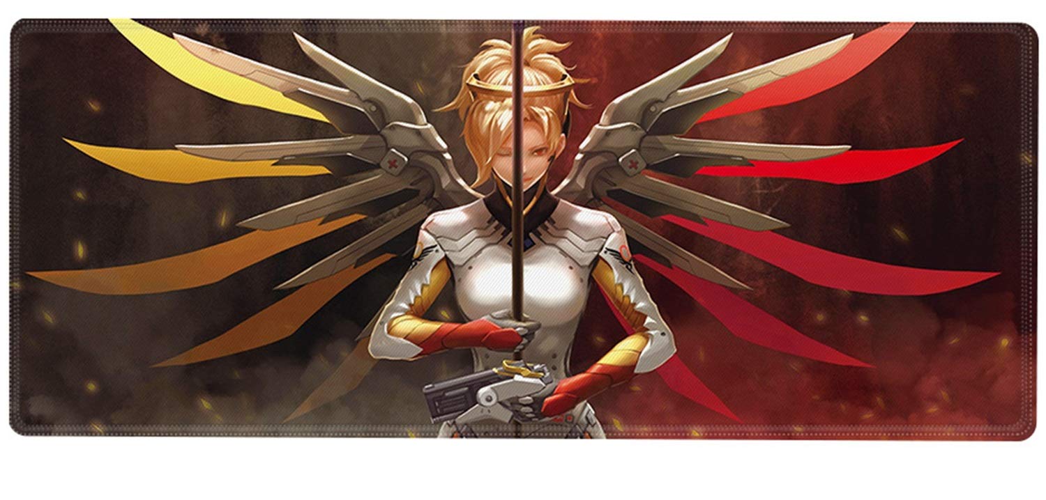 GEMORE Large Gaming Mouse Pad 40x80cm - Non-Slip Rubber Base, Stitched Edges for Overwatch & PC Gaming - Perfect for Esports, Office Work & Home Computer Setup (OW 48 Design)