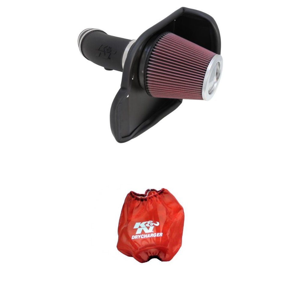 K&N 63-1565 High Performance Air Intake System with Red Air Filter Wrap - Upgrade Your Vehicle's Power & Fuel Efficiency - Perfect for Racing, Off-Road & Daily Driving