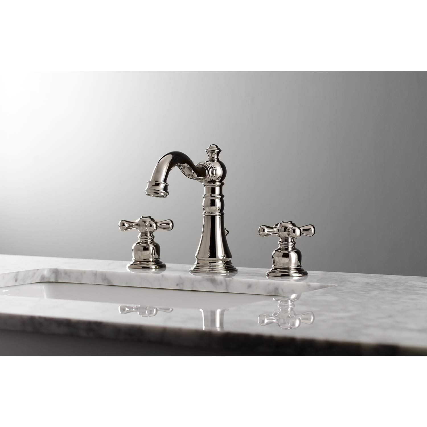 Kingston Brass FSC1979AX American Classic Widespread Bathroom Faucet - 11 x 6 x 5.19 Inches, Polished Nickel Finish - Perfect for Modern and Traditional Bathroom Vanities, Sinks, and Powder Rooms
