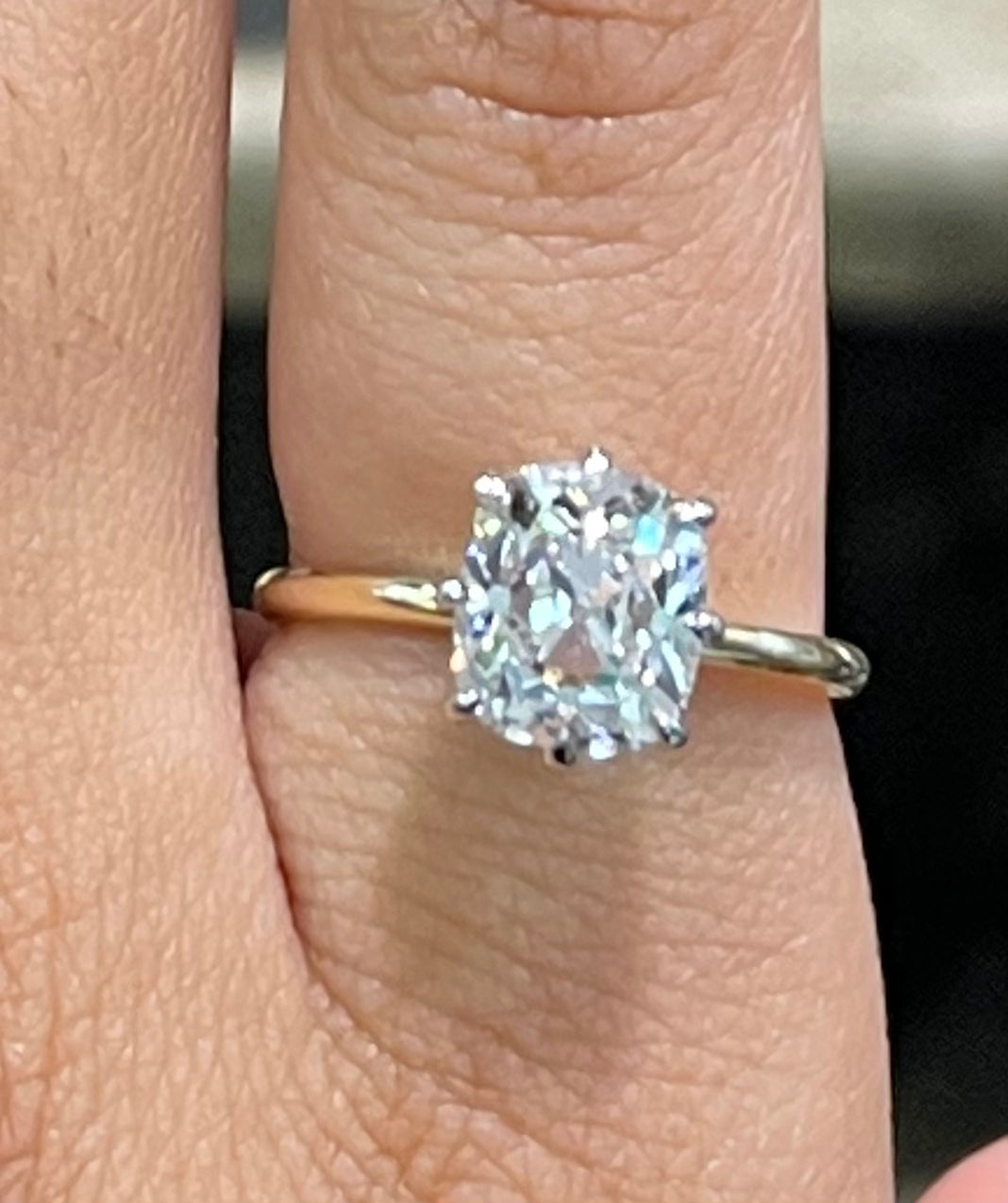 3.01ct Elongated Old Mine Cut Solitaire Diamond Ring - Vintage Engagement Ring for Women, Perfect for Proposals, Anniversaries & Special Occasions