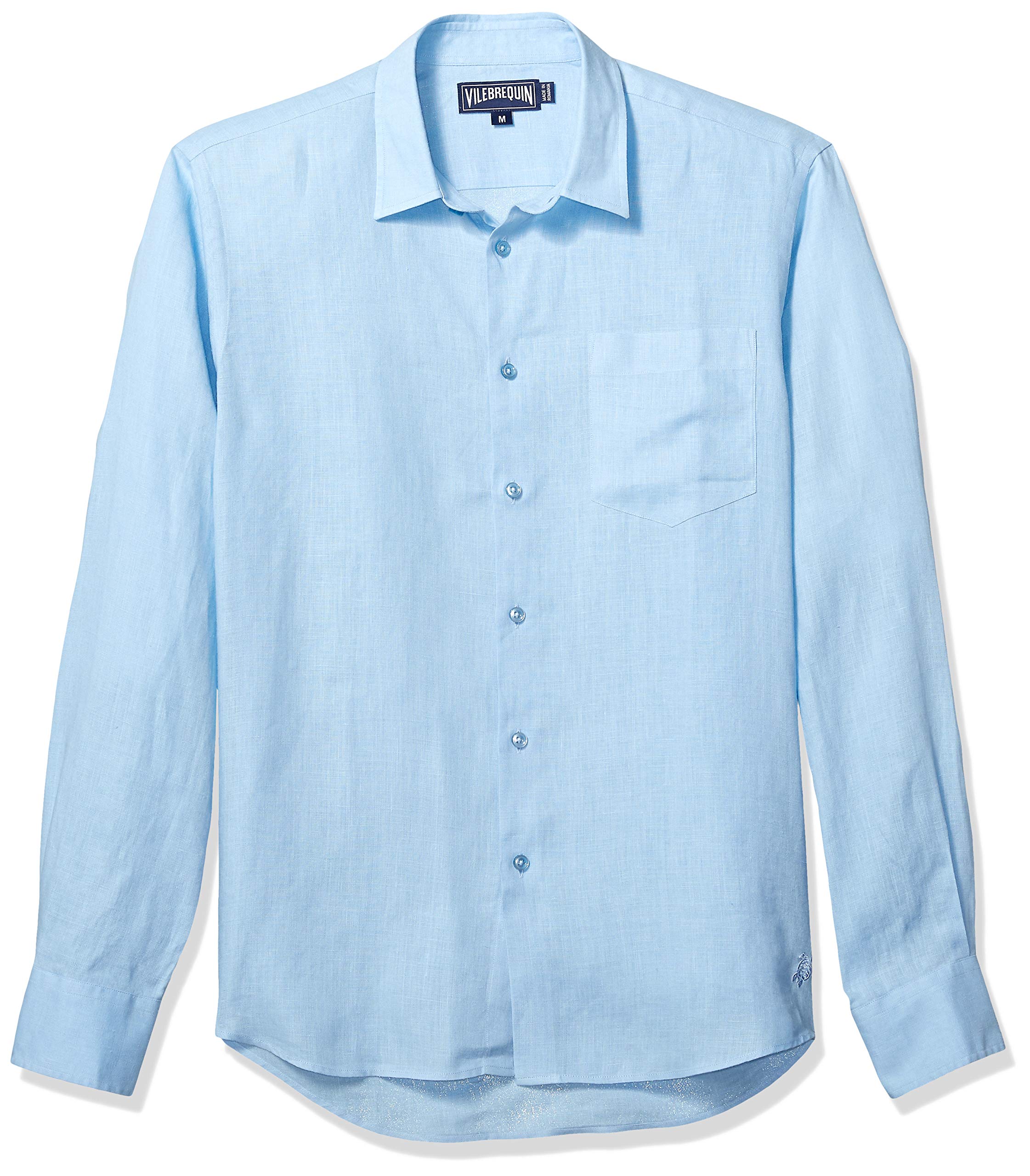Vilebrequin Men's Caroubis Solid Linen Button Down Shirt - Lightweight Summer Casual Beachwear for Vacation & Outdoor Activities