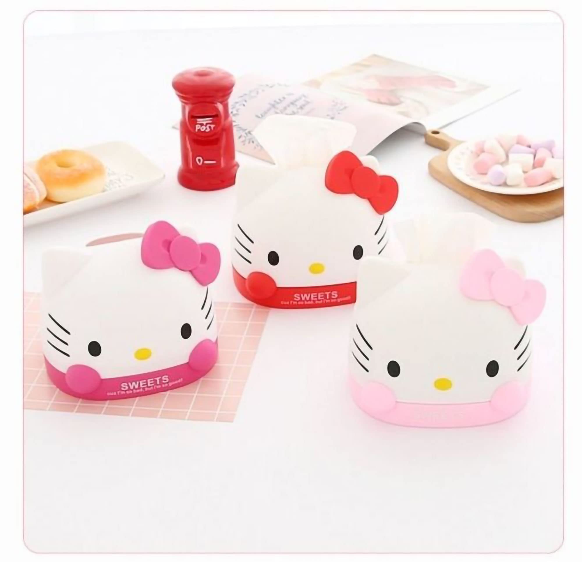 Cute Pink Cat Tissue Box Holder - Kawaii Kitty Tissue Dispenser for Living Room, Bedroom, Bathroom, Office & Car - Decorative Desktop Organizer for Home & Work Spaces