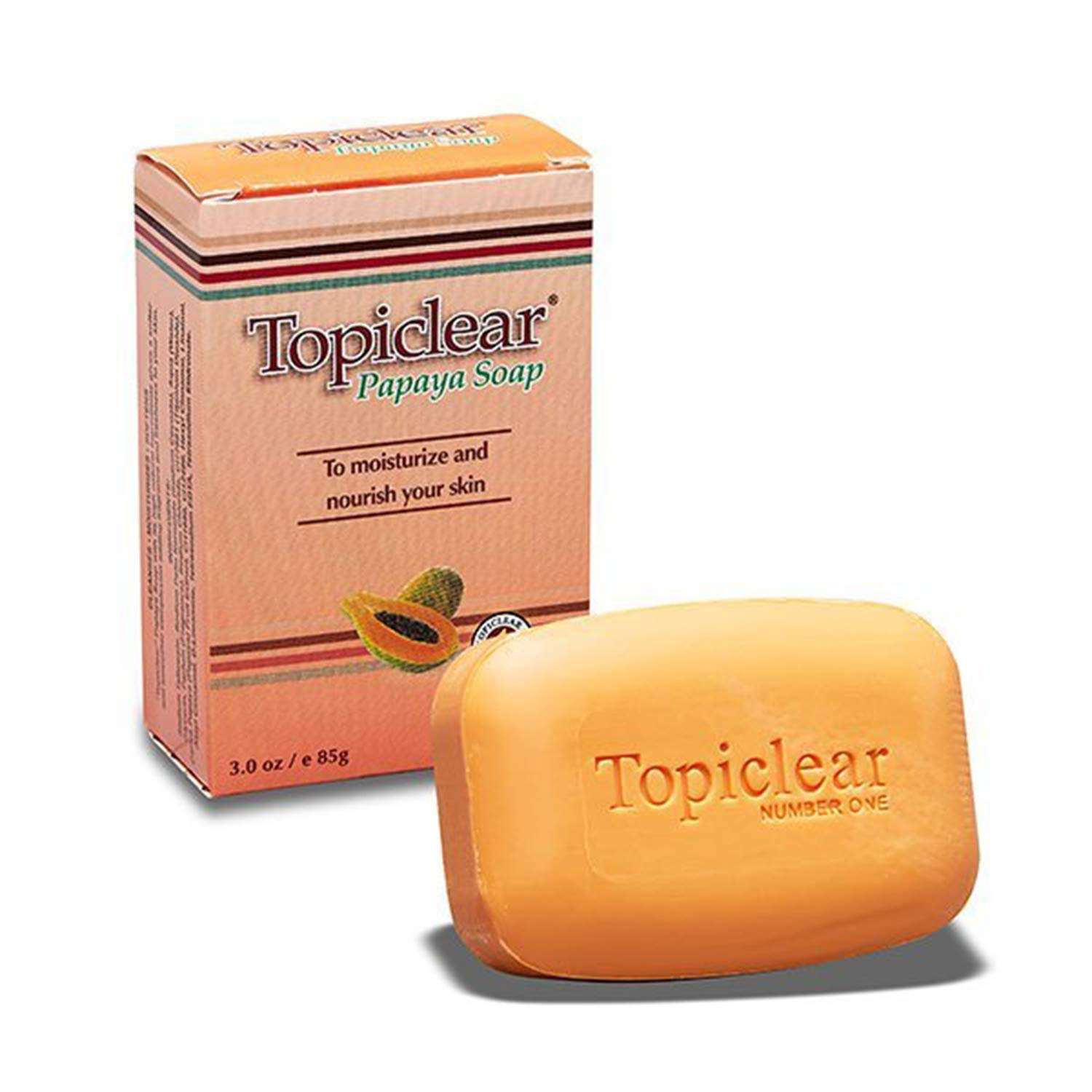 Topiclear Papaya Soap 3.0 oz (85g) - Natural Skin Brightening & Whitening Soap for Face & Body - Perfect for Acne Treatment, Dark Spot Removal & Glowing Skin Care
