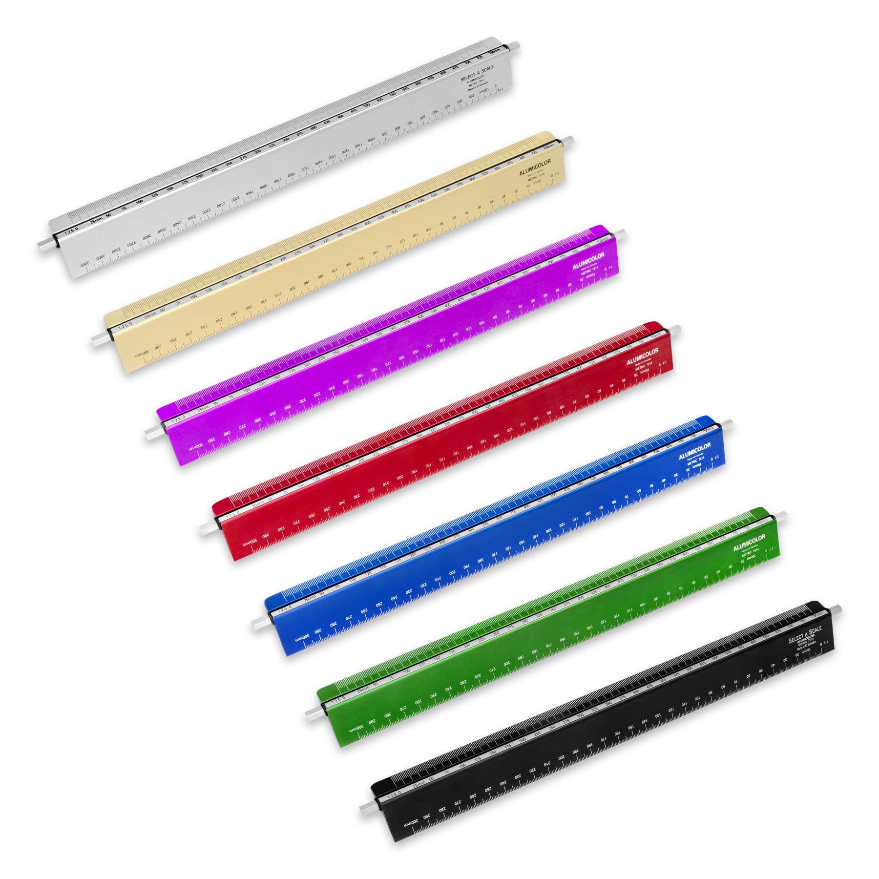 Alumicolor Select-a-Scale Metric Drafting Tool with Calibration Rod - 30CM Green Architectural Ruler for Engineers, Architects & Designers - Perfect for Technical Drawings, Blueprints & CAD Work