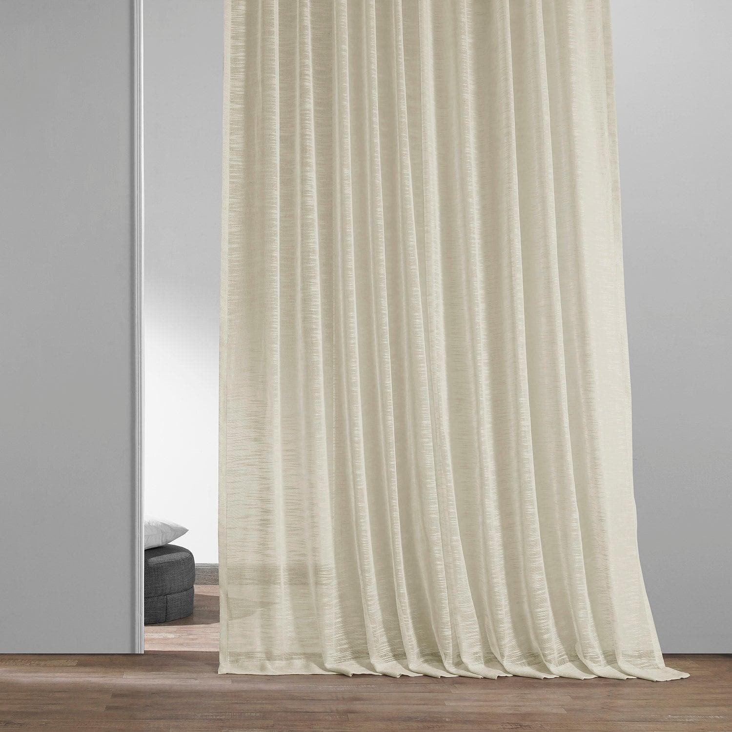 Breathable Cream Open Weave Linen Blend Sheer Curtains for Living Room & Bedroom - Light Filtering Window Drapes for Privacy & Natural Light