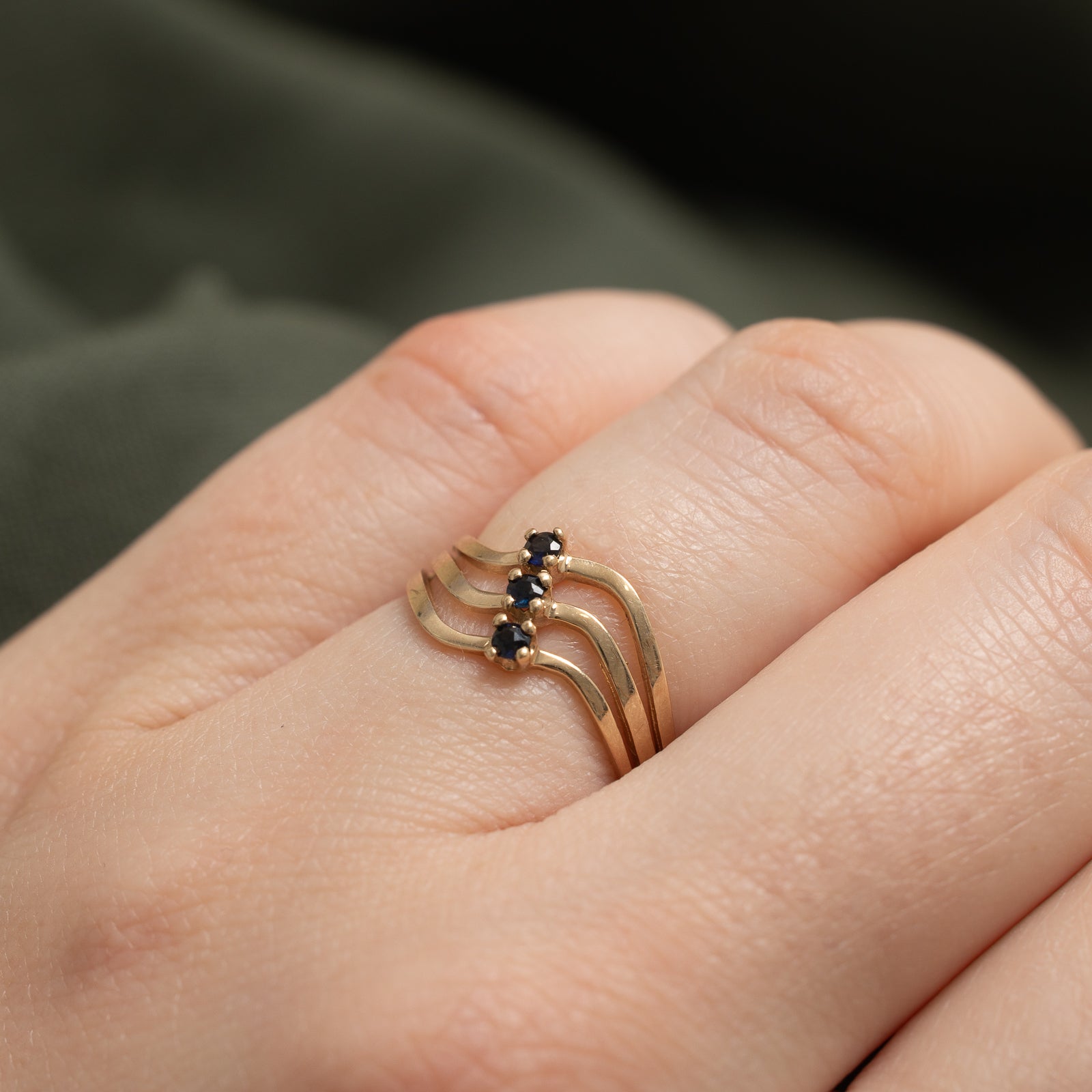 Sapphire Wave Ring - 0.15ctw Blue Sapphire Sterling Silver Ring - Size 5 - Elegant Stackable Ring for Women - Perfect for Everyday Wear, Anniversary Gifts & Special Occasions
