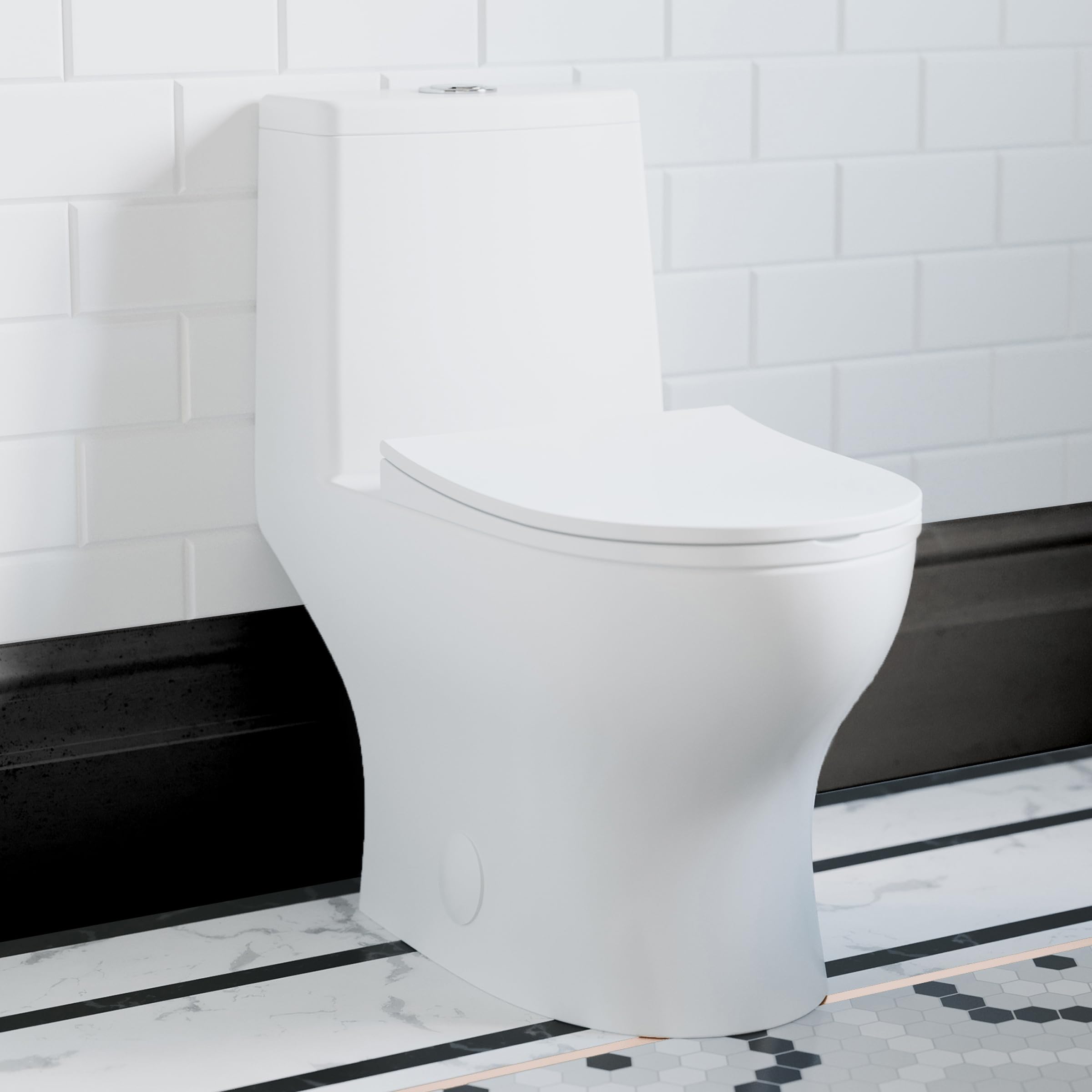 Swiss Madison Well Made Forever SM-1T127 Ivy One Piece Toilet - 10 Inch Rough-In, White Ceramic - Perfect for Modern Bathrooms & Small Spaces