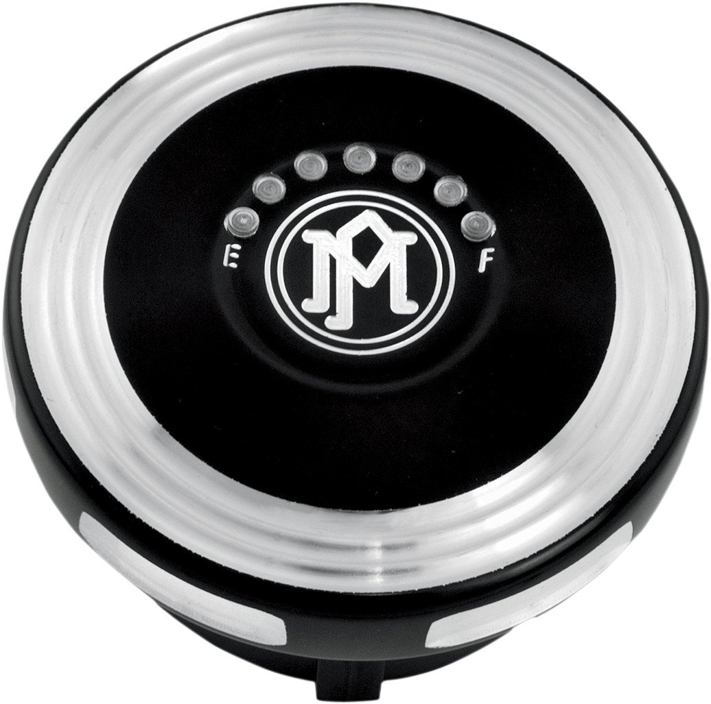 Performance Machine Merc Contrast Cut LED Fuel Indicator Gas Cap 0210-2025MRC-BM - Universal Fit for Harley Davidson Motorcycles - Perfect for Night Riding & Custom Bike Builds