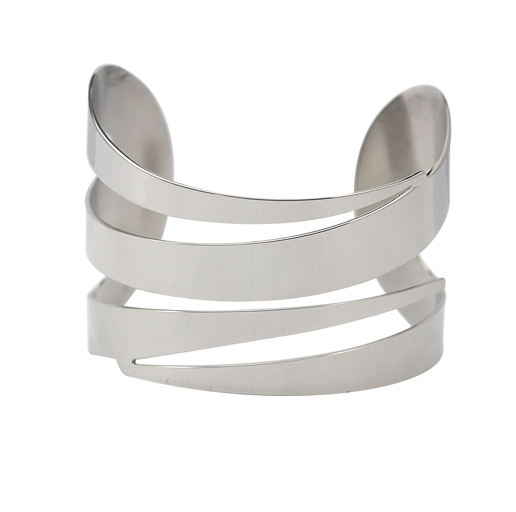 Stainless Steel Wide Swirl Bangle Bracelet for Women - Punk Jewelry Arm Cuff, Gothic Armband for Concerts, Parties & Fashion Accessories