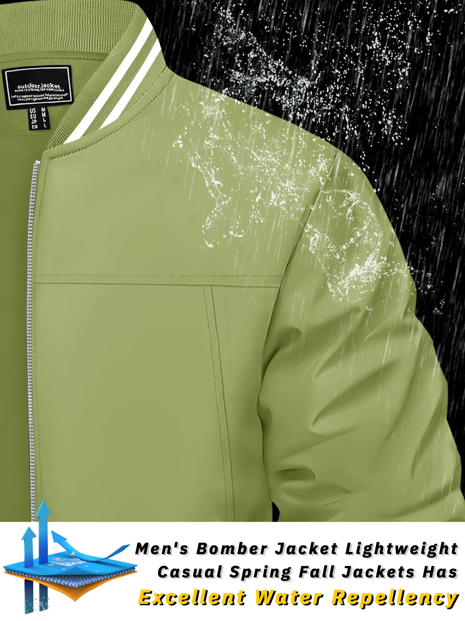 TACVASEN Men's Lightweight Jacket - Windproof Bomber Jacket with Zipper & Pockets for Spring/Fall | Casual Outerwear for Hiking, Travel & Everyday Wear