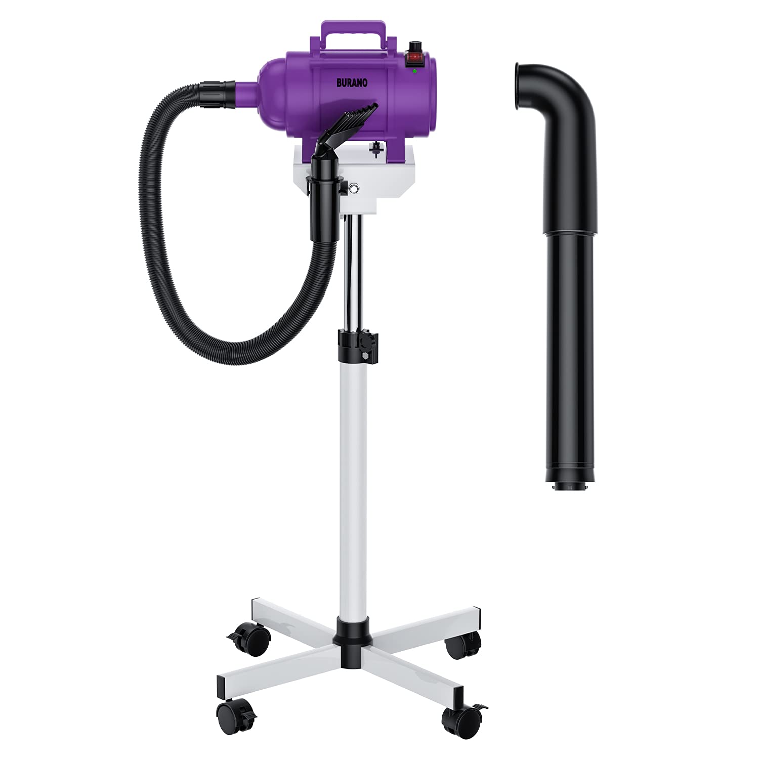 4.3HP Adjustable Speed & Heat Pet Grooming Dryer with Stand - Professional High Velocity Dog Hair Dryer for Fluffy Pets - Perfect for Grooming Salons, Pet Spas & Home Use