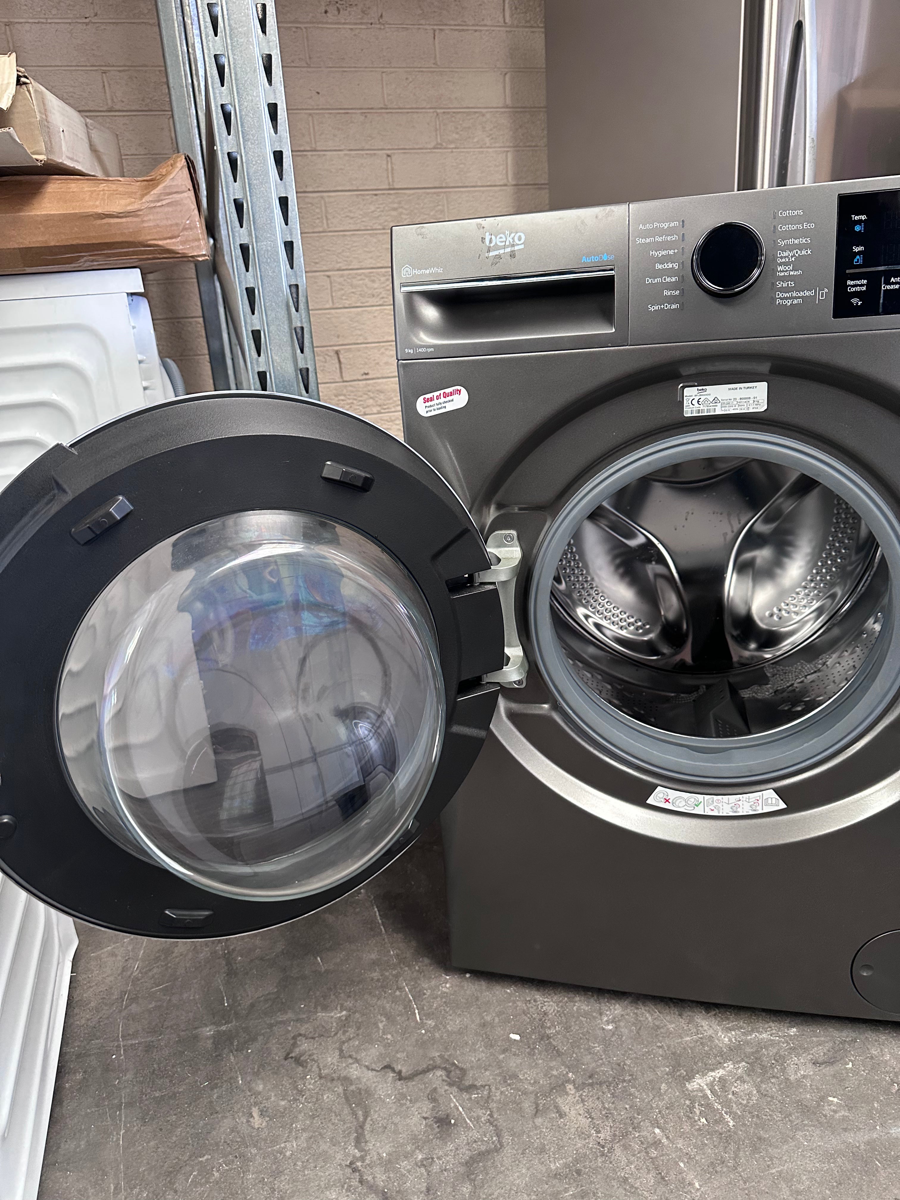 Beko BFLB904ADG 9kg Auto Dose Front Load Washing Machine - Graphite (Factory Second) | Energy Efficient Laundry Solution for Apartments & Small Homes