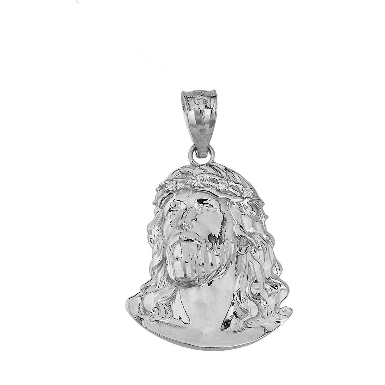 10k Gold Jesus Christ Face Diamond Pendant Charm - 1.04