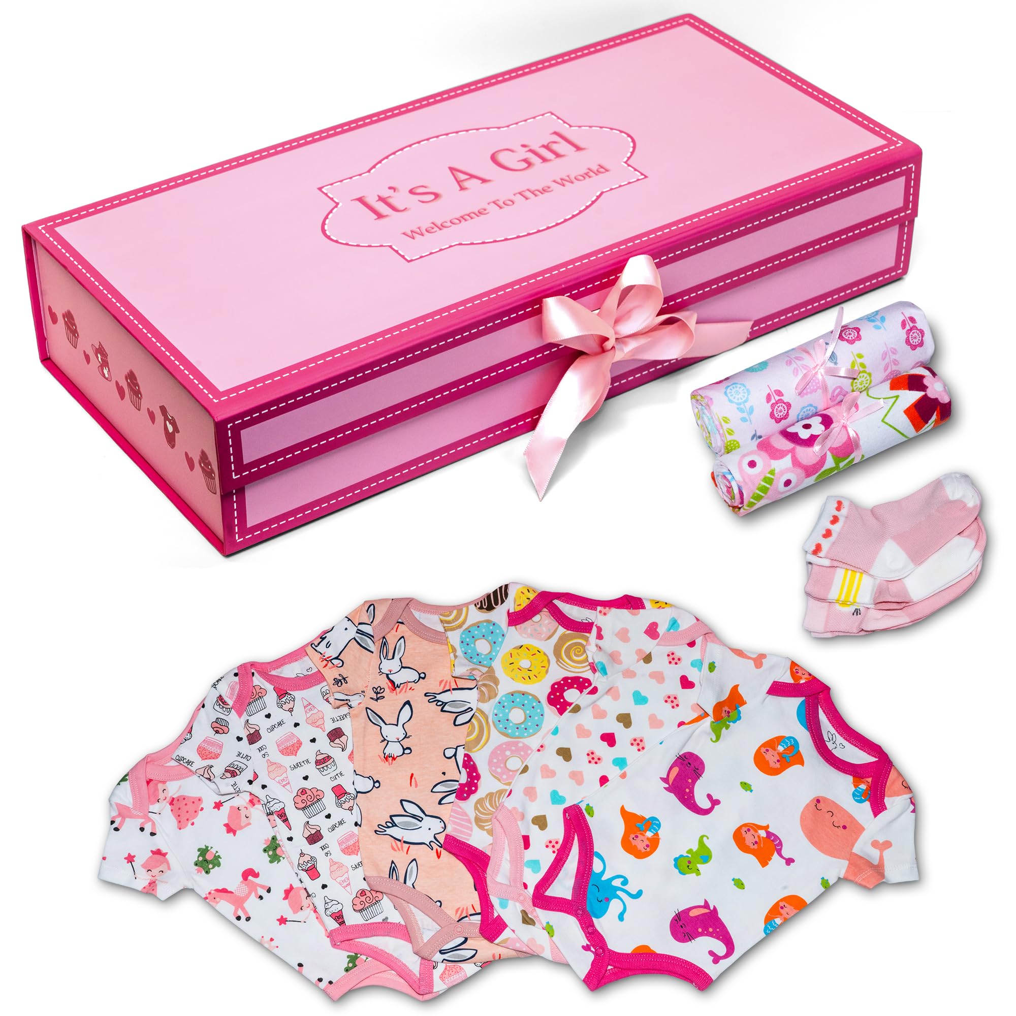 Adorable Pink Baby Girl Gift Set - Newborn Layette & Clothing for Expecting Moms | Perfect Baby Shower & Welcome Home Gift by Nikki’s Gift Baskets | Ideal for New Parents, First Birthday & Special Occasions