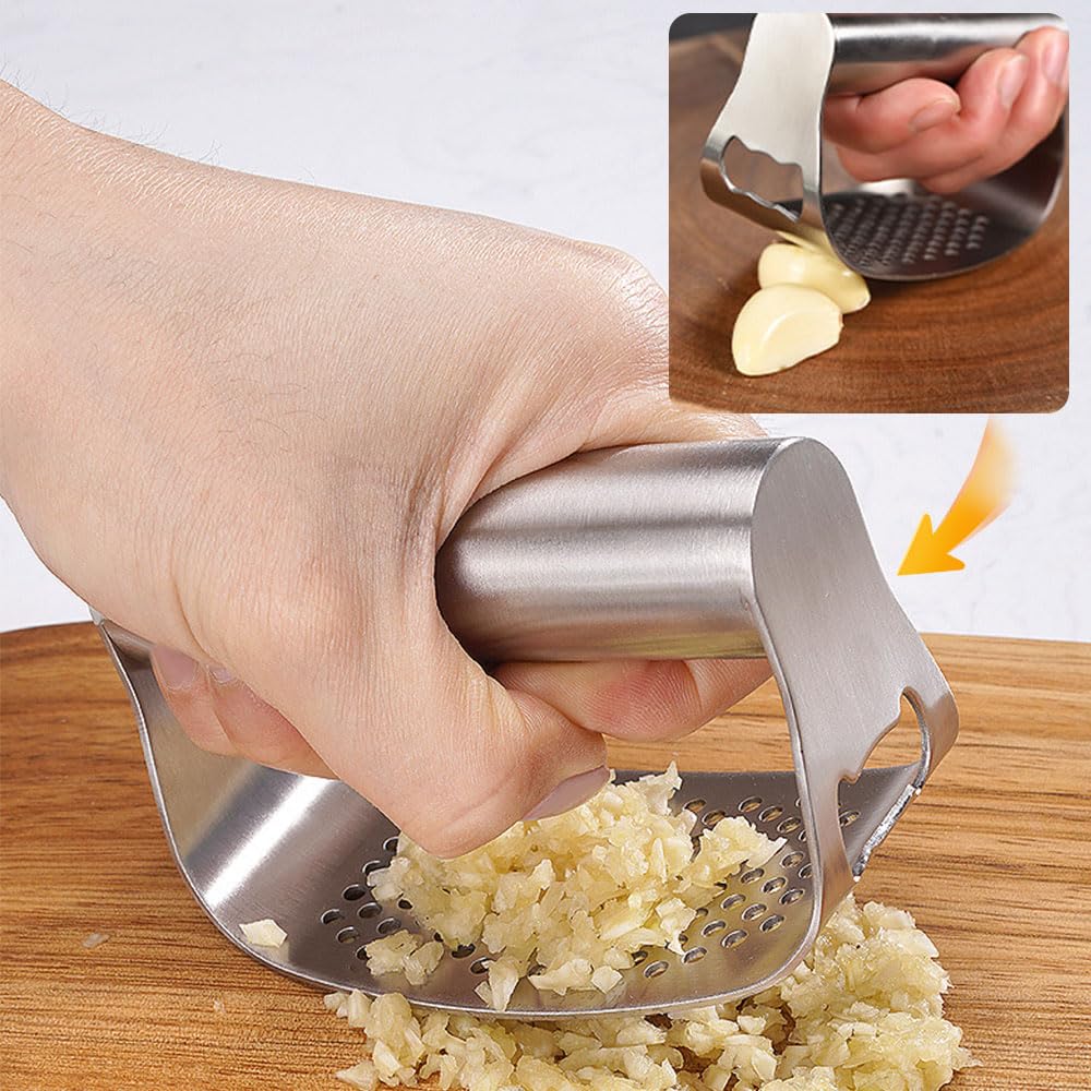 2024 Premium Stainless Steel Garlic Press - Heavy Duty Manual Garlic Crusher & Masher for Effortless Cooking - Perfect for Kitchens, Restaurants, and Home Chefs
