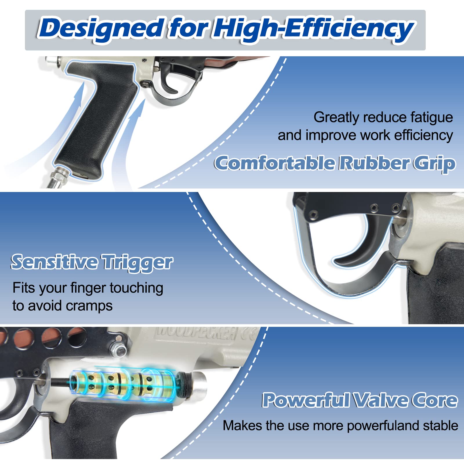 **Woodpecker C-760A 16 Gauge 1/2-Inch 3.0-4.8mm Closure Diameter Pneumatic C-Ring Pliers - Heavy Duty C-Ring Gun for Mattress, Furniture, Upholstery, and Automotive Repair**