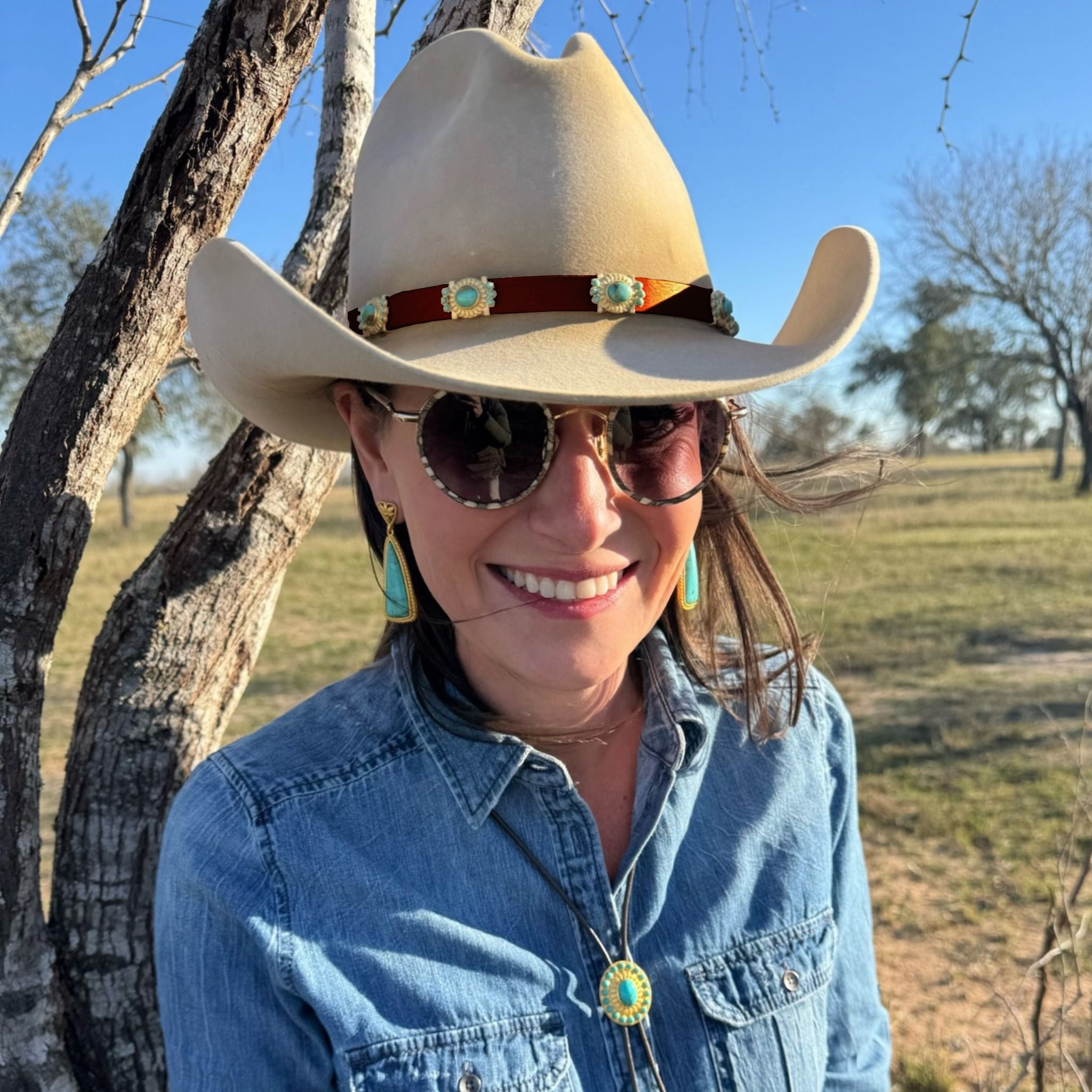 Handmade Sagebrush Turquoise Hat Band for Cowboy Hats - Western Style Accessory for Rodeo, Music Festivals & Outdoor Events