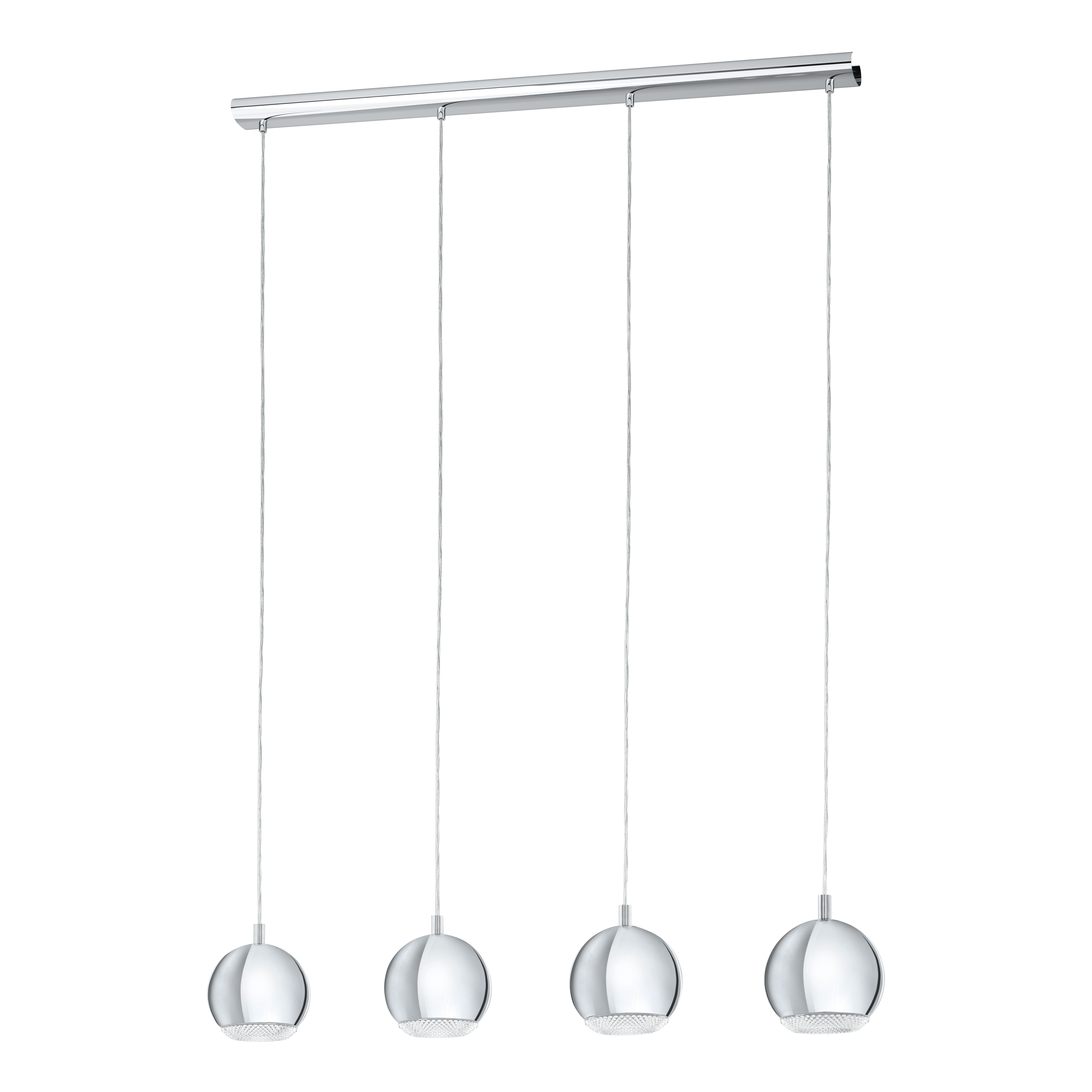 Eglo Conessa 4-Light Chrome & Crystal Ceiling Pendant - Modern Dining Room Lighting Fixture for Kitchen Island, Bedroom or Entryway