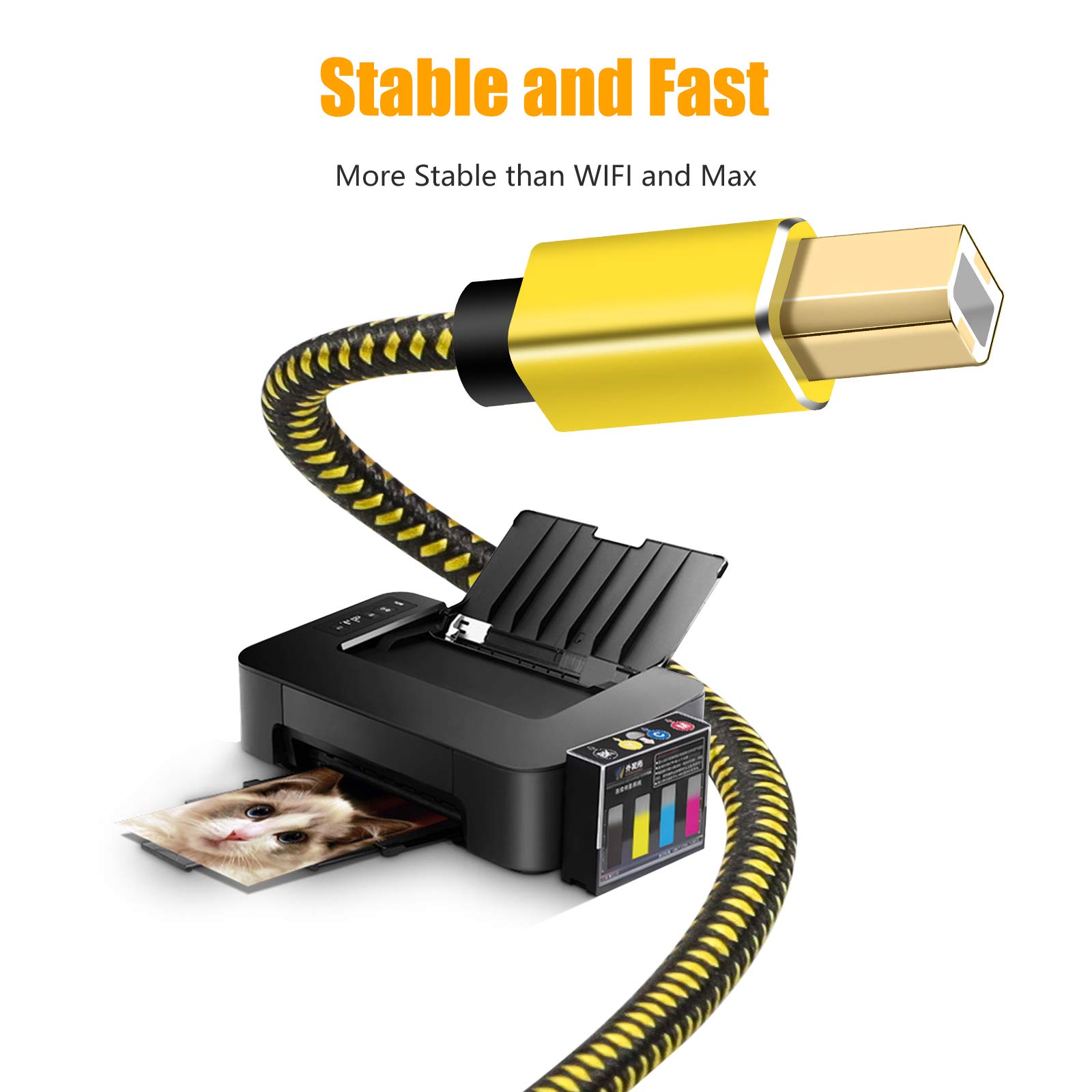 High-Speed USB 2.0 Printer Cable - Type A Male to B Male (4M/12Ft) - Compatible with HP, Canon, Dell, Epson, Lexmark, Xerox, Samsung Printers & Scanners - Perfect for Home Office, Business & Professional Printing Needs