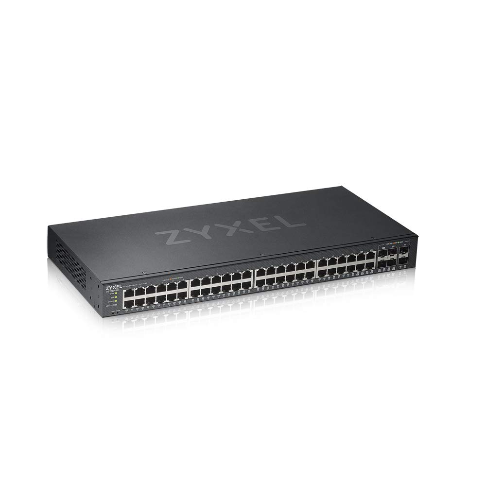 Zyxel 48-Port Gigabit Smart Managed Switch with 4 SFP Ports | Fanless Design | Optional Nebula Cloud Management | Ideal for Office Networks, Data Centers & Enterprise IT Infrastructure [GS1920-48v2]
