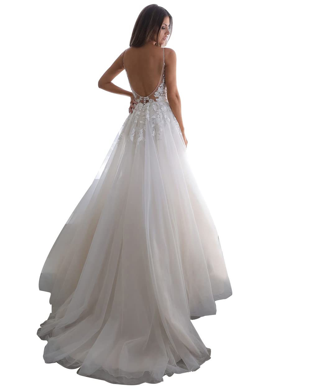 SYYS Lace Appliqued Off Shoulder Wedding Dress for Bride 2024 | Beach Wedding Bridal Gown | Elegant A-line Silhouette | Perfect for Beach, Destination & Summer Weddings