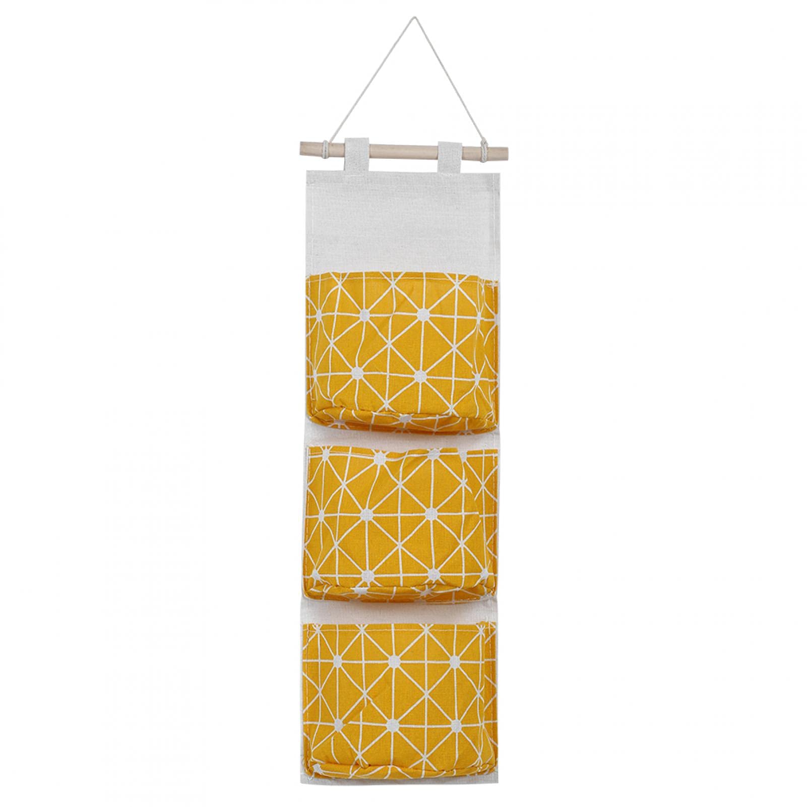 Cyrank 2-Pack Over The Door Hanging Storage Organizer - 3-Pocket Wall Mount Closet Organizer for Bedroom, Bathroom & Closet (Yellow) | Space Saving Solution for Towels, Toys & Accessories