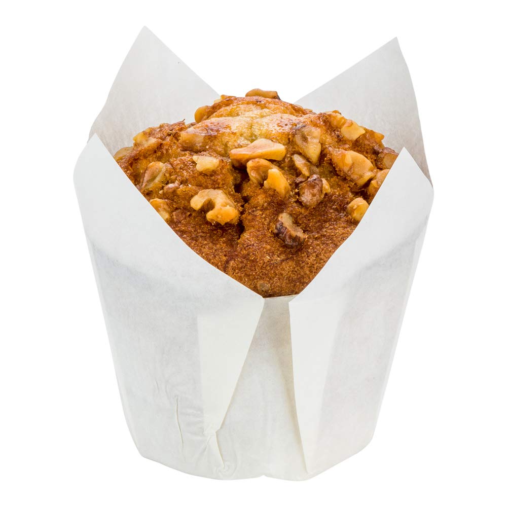 Restaurantware Panificio Premium 4 oz White Paper Tulip Baking Cups - 200 Count | Greaseproof & Recyclable Disposable Muffin Liners for Cupcakes, Mini Desserts | Perfect for Home Baking, Party Treats & Professional Bakeries