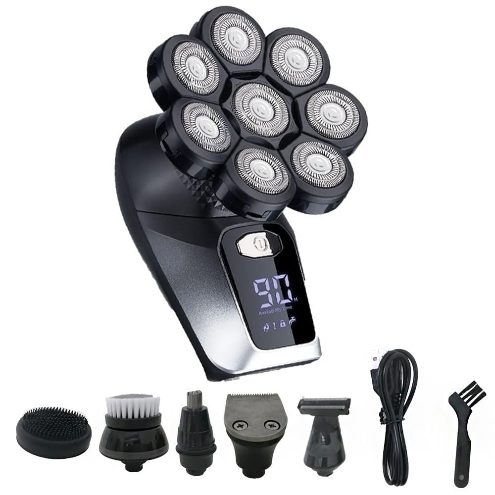 8D Multifunctional Electric Shaver for Bald Men - 6-in-1 LED Display Head Shaver & Trimmer | Perfect for Travel, Home Use, and Quick Grooming