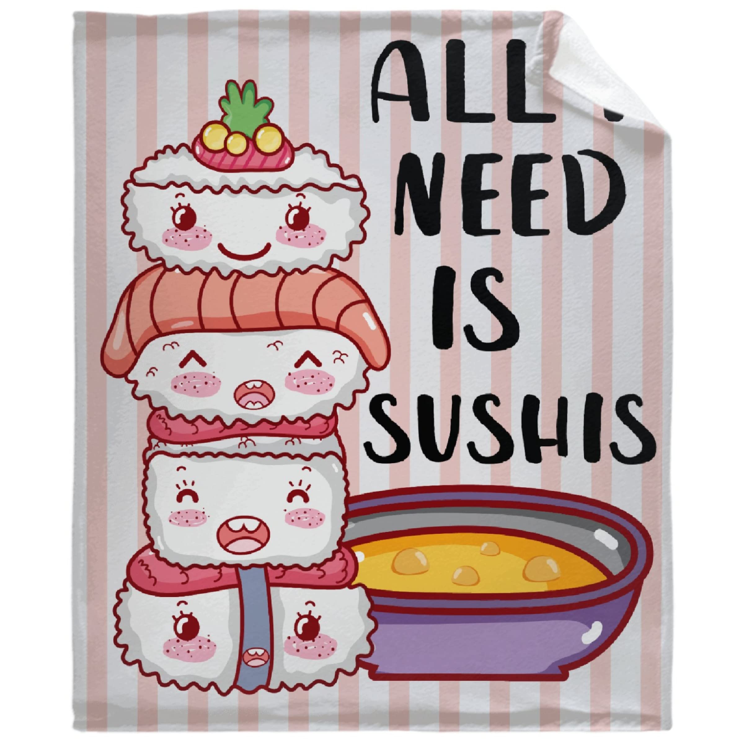 Sumedha Funny Sushi Throw Blanket - All I Need is Sushi Blanket | Super Soft Lightweight Fleece | Perfect Gift for Women & Men | 120