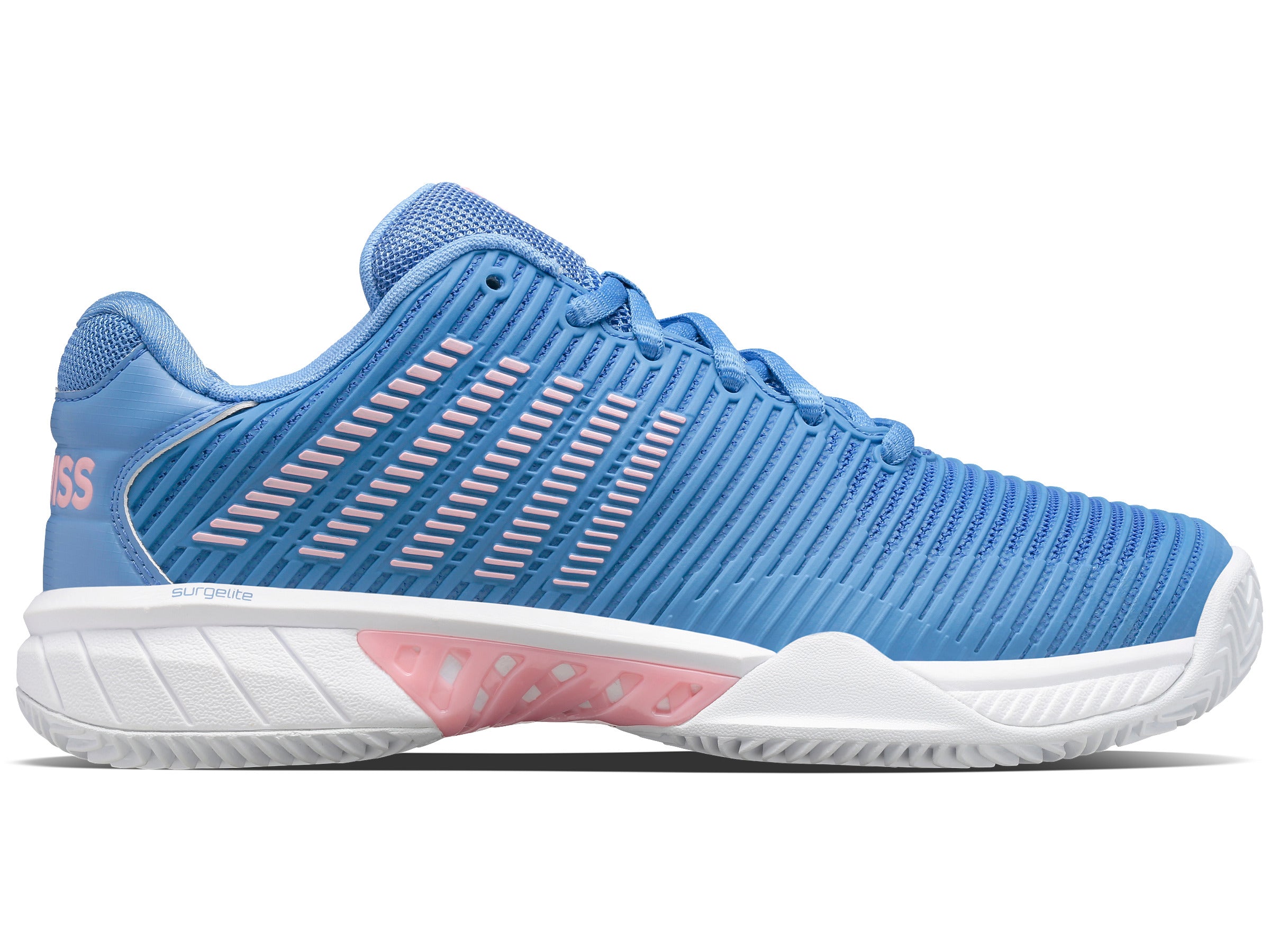 Hypercourt Express 2 Clay Tennis Shoes - Silver Lake Blue/White/Orchid Pink | Lightweight & Durable for Competitive Play | Perfect for Clay Courts & Training Sessions