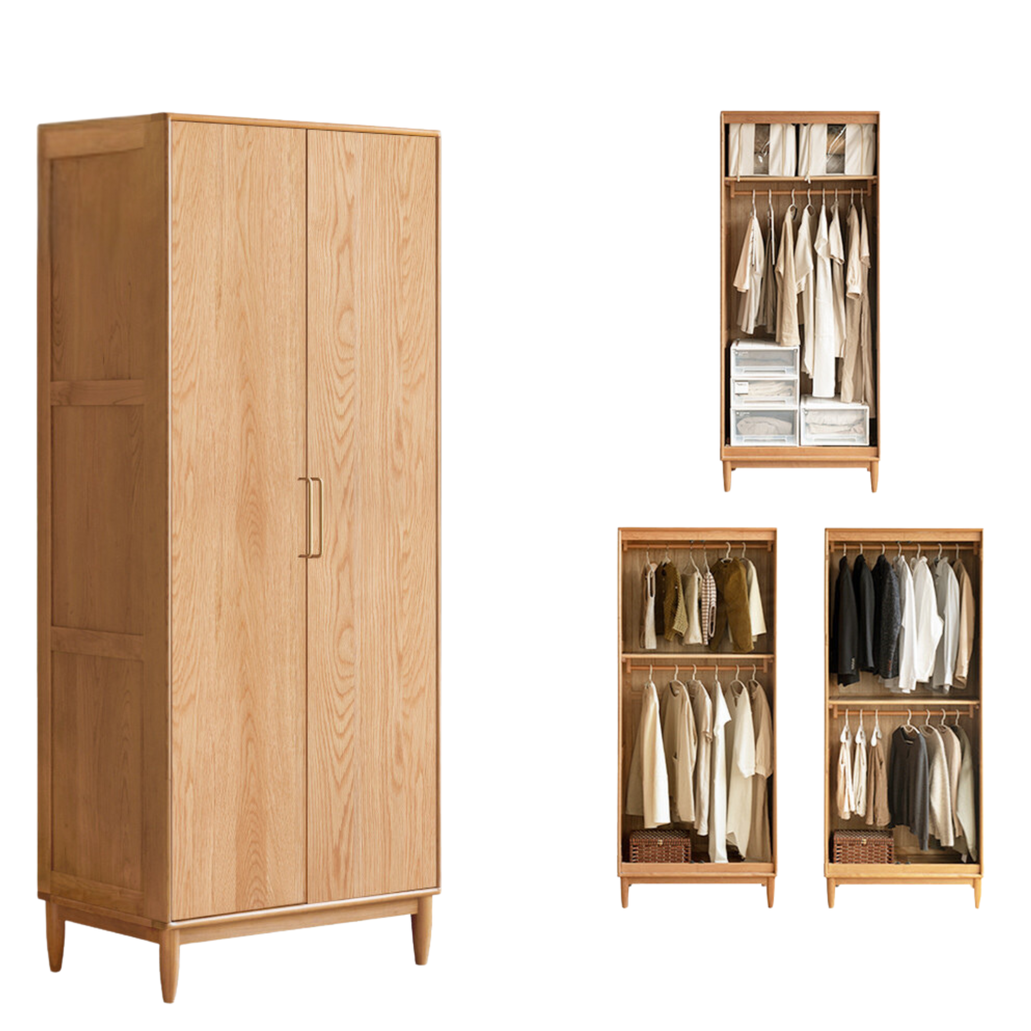 35.4x21.7x84.3inch / 90x55x214сm / natural wood  color / Oak wood  door wardrobe type A