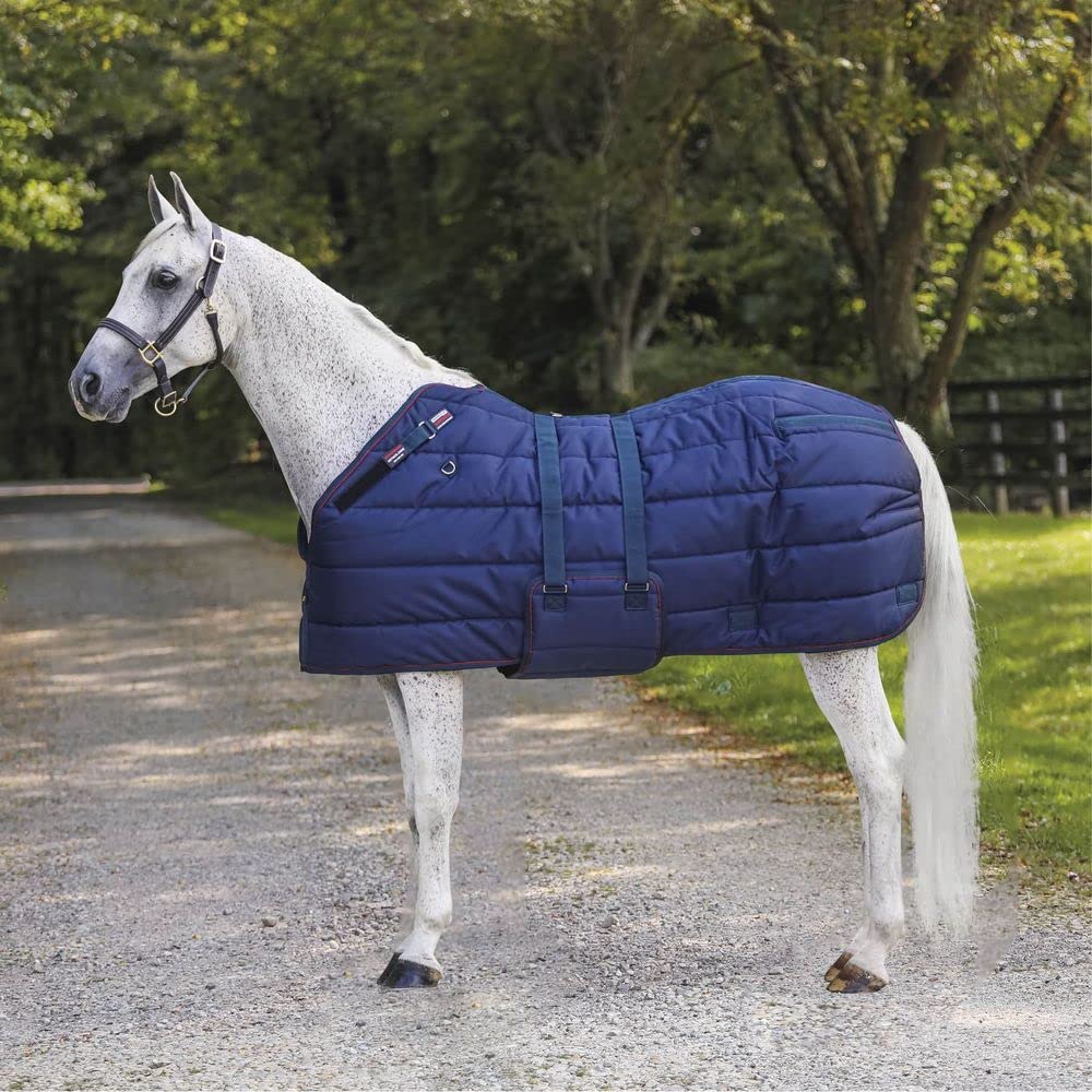 Adjusta-Fit SuperQuilt Heavyweight Stable Horse Blanket - Waterproof Winter Horse Blanket with Cutback Bellyband | Navy Blue Size 78 | Perfect for Cold Weather Stabling & Outdoor Riding