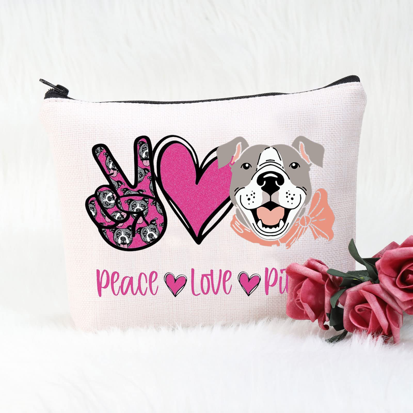 POFULL Pitbull Makeup Bag - Dog Lovers Gift for Pittie Moms - Travel & Storage