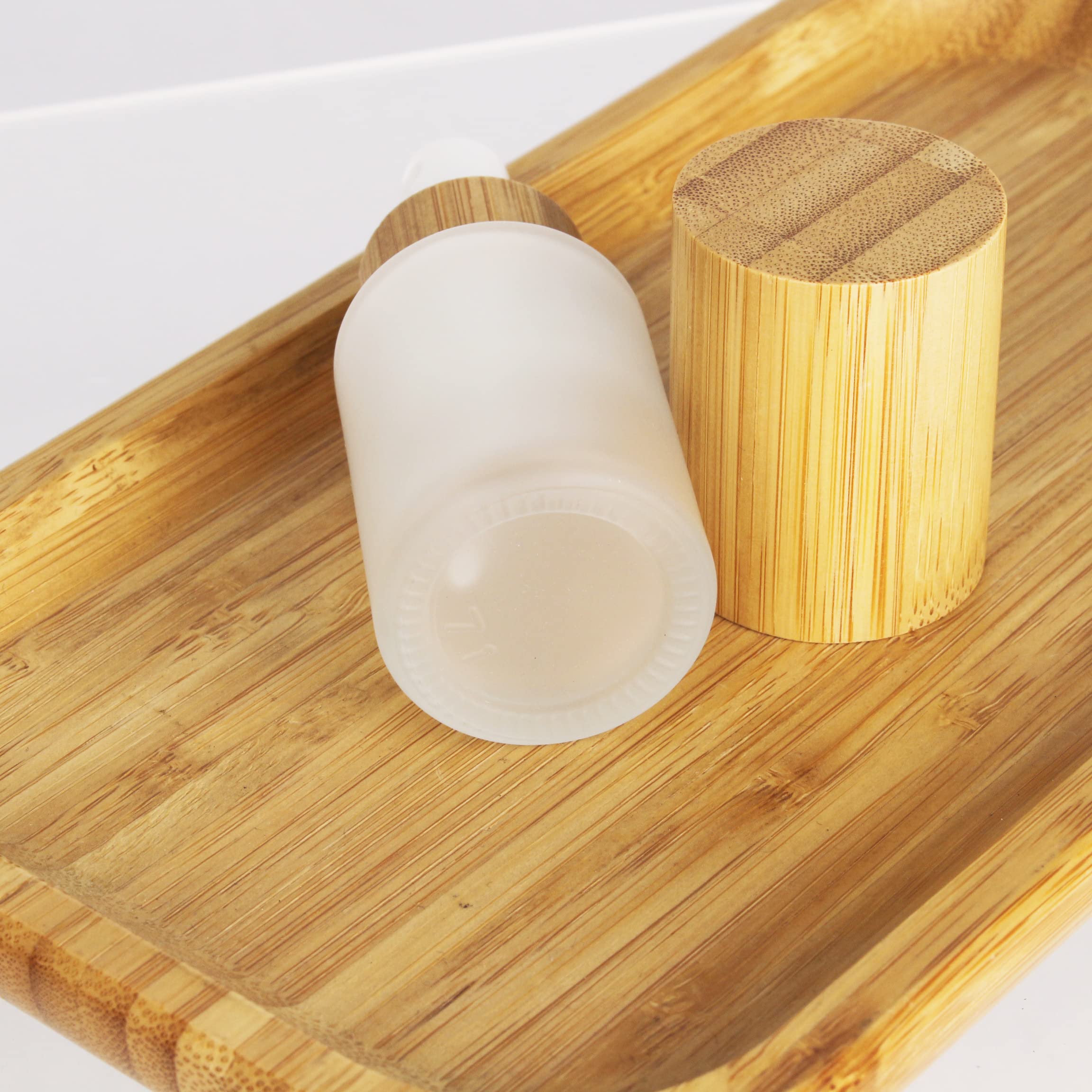 COSIDEA 6-Pack 1oz (30ml) Refillable Frosted Glass Bottles with Bamboo Lids & Pump Dispenser - Travel-Sized Cosmetic Containers for Lotion, Cream, Toiletries | Perfect for Skincare, Travel, DIY Beauty Products
