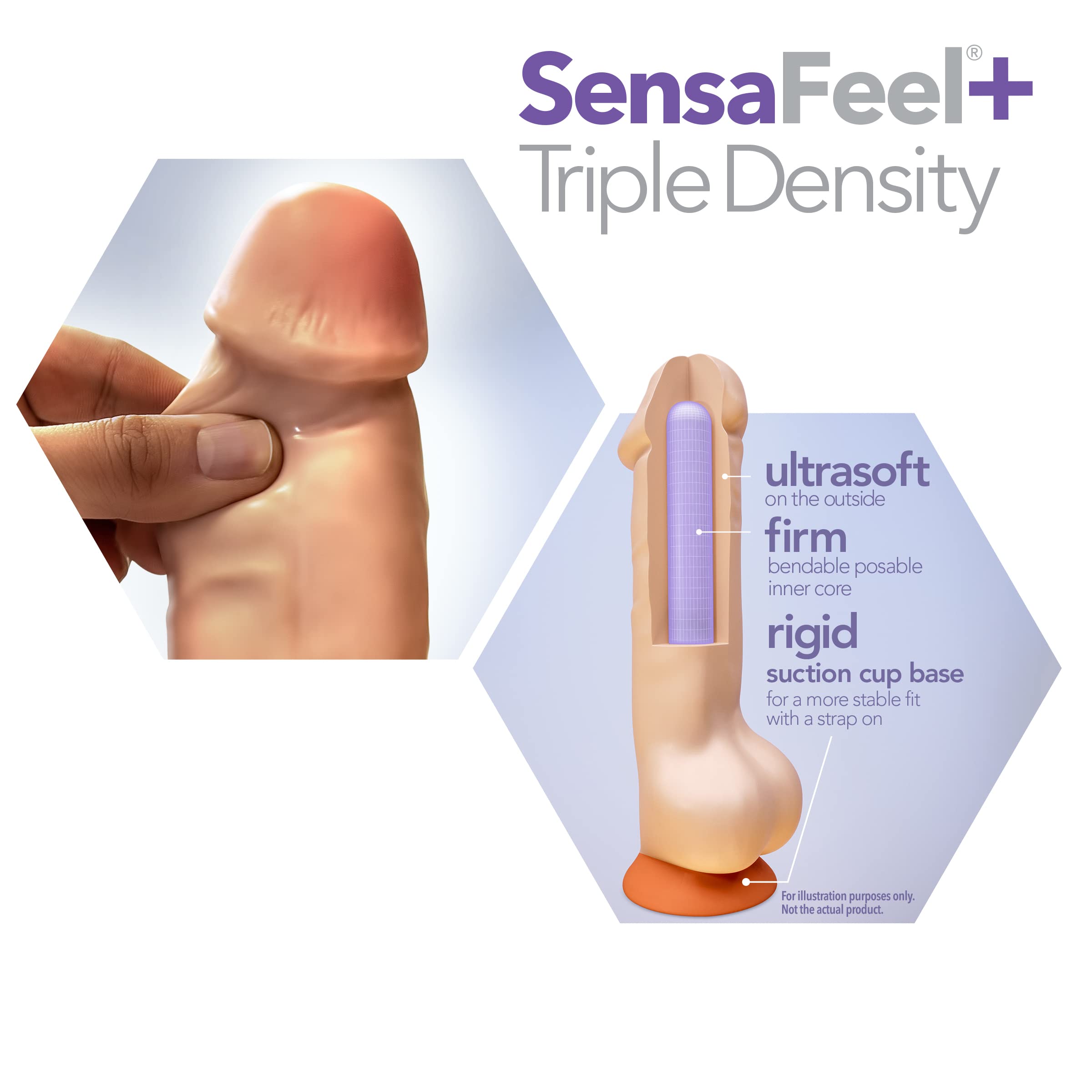 Blush Novelties Dr. Skin Plus Realistic Triple Density Dildo - 9 Inch Length, 2 Inch Width - Firm Suction Cup Base for Hands-Free Play & Harness Compatible - Lifelike Adult Sex Toy for Couples, Solo Play & BDSM Scenes