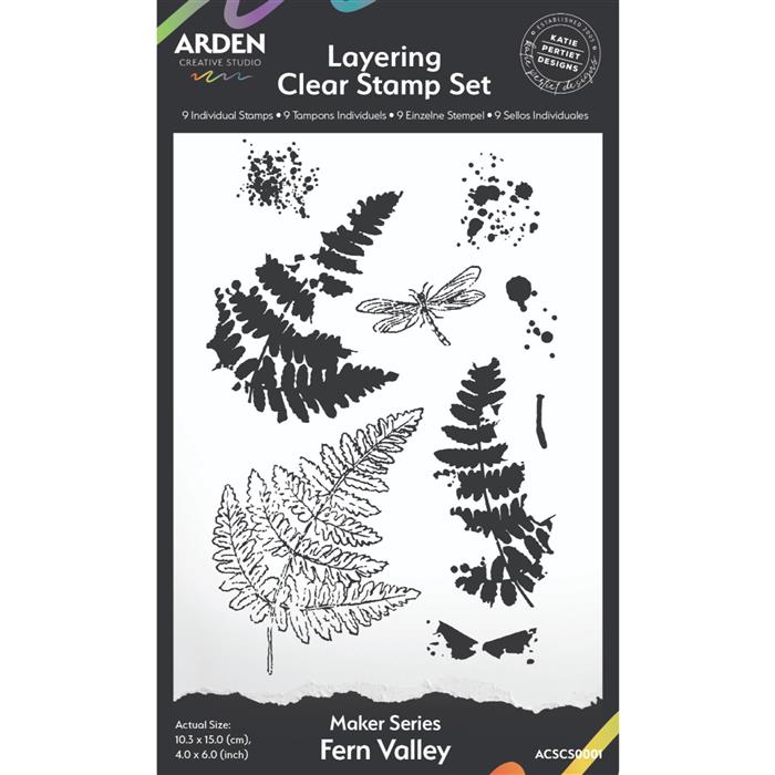 Arden Creative Studio Maker Series Fern Valley 4x6 Inch Clear Layering Stamp Set for Card Making, Scrapbooking & DIY Crafts