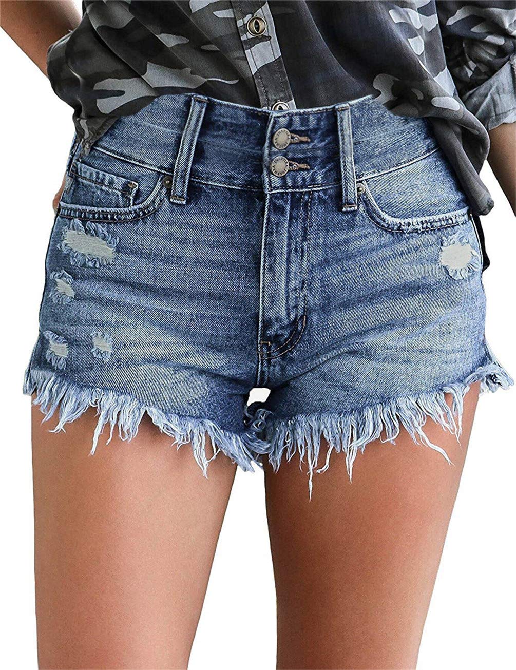MODARANI Women's Distressed Ripped Denim Shorts - High Waisted Cut Off Jean Shorts for Summer | Perfect for Beach, Music Festivals & Casual Outfits