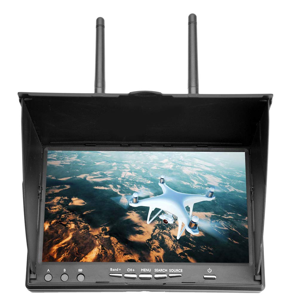 5.8GHz 40CH FPV Receiver Monitor with 7 Inch LCD Screen for Drone Quadcopter - Perfect for FPV Racing, Aerial Photography and Outdoor Flying