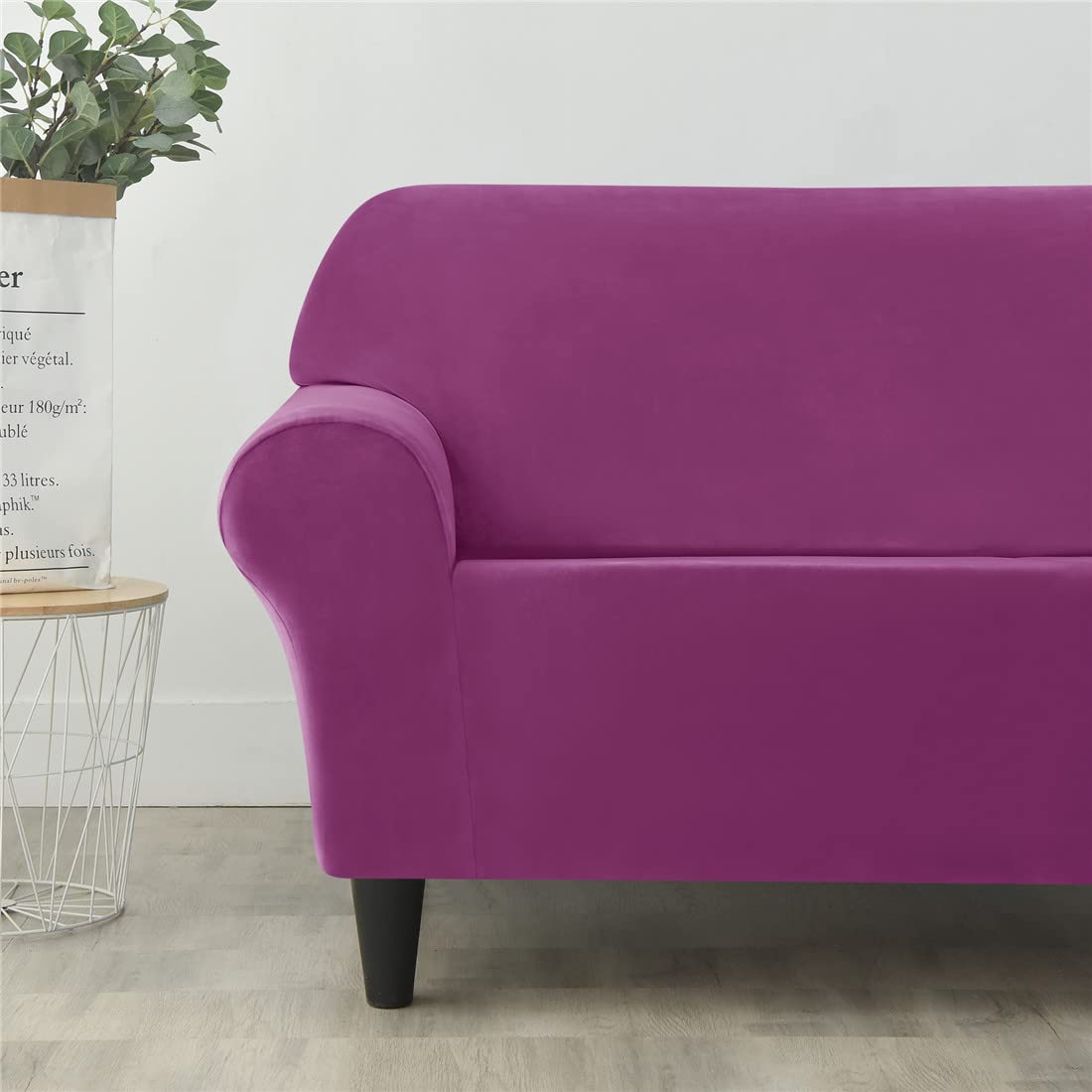 Stretch Velvet Sofa Slipcover for 3-Cushion Couch - 1 Piece Elastic Furniture Protector Cover | Machine Washable | Perfect for Living Room, Apartment & Home Decor