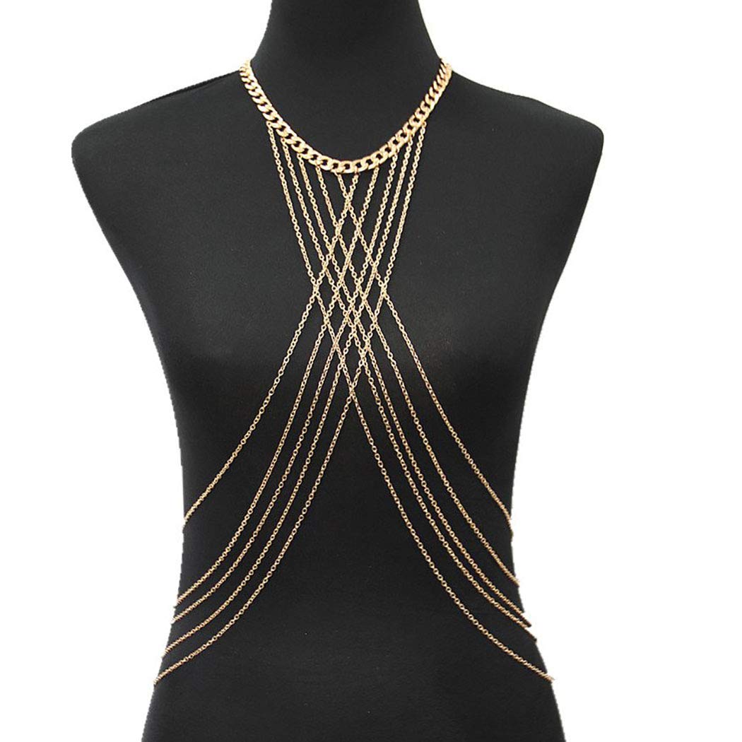 Sexy Body Chain Bra Crossover Jewelry - Adjustable Bikini Necklace Harness for Women | Perfect for Beach Parties, Music Festivals & Boudoir Photography