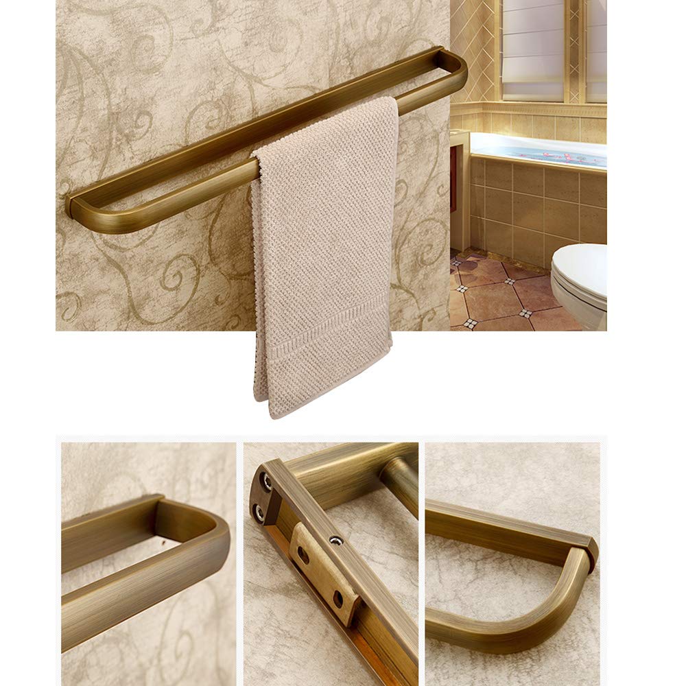 Antique Brass Towel Bar - Wall Mounted Bathroom & Kitchen Towel Rack with Gold Finish for Hand Towels, Dish Towels & Washcloths | Perfect for Bathroom, Shower & Kitchen Organization
