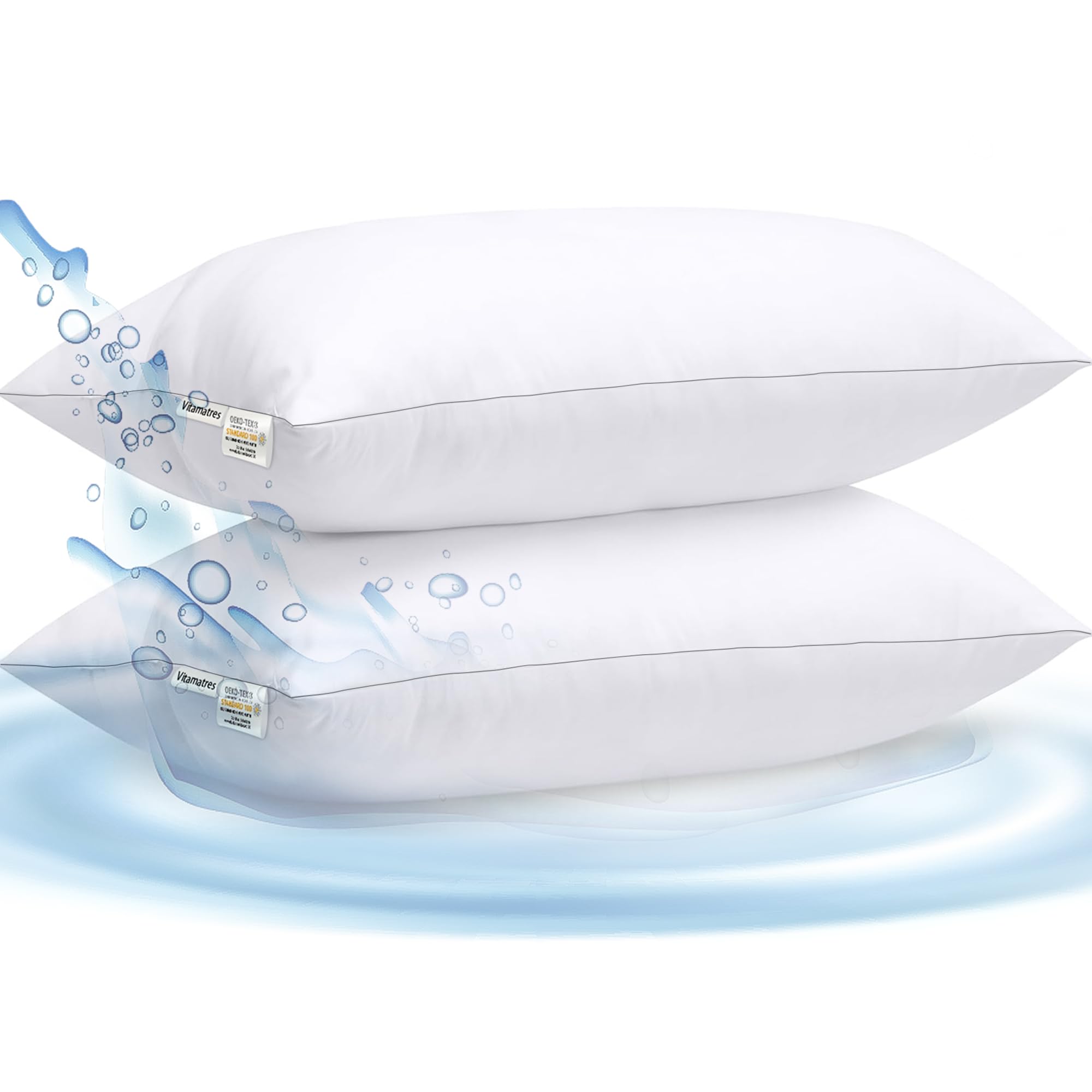 20x28 Inches Queen Size Pillows Set of 2 - Ultra Soft Washable Bed Pillows for Back, Stomach & Side Sleepers | Down Alternative Fluffy Pillows for Sleeping | Machine Washable & Hypoallergenic | Perfect for Bedroom, Guest Room & Dorm Use