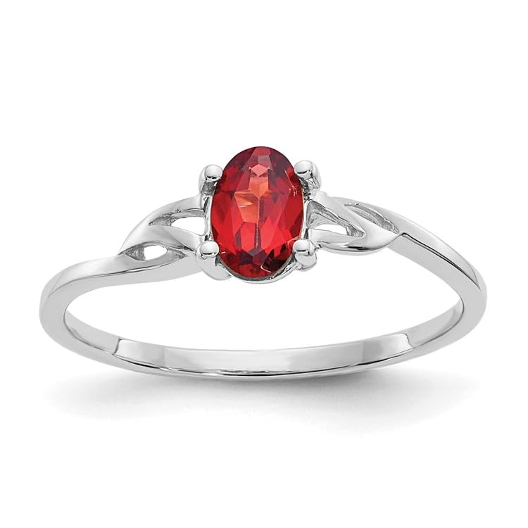14k White Gold Garnet Birthstone Ring - Elegant Fine Jewelry for Women, Perfect Gift for Her, Size 7, Ideal for Anniversaries, Birthdays & Special Occasions