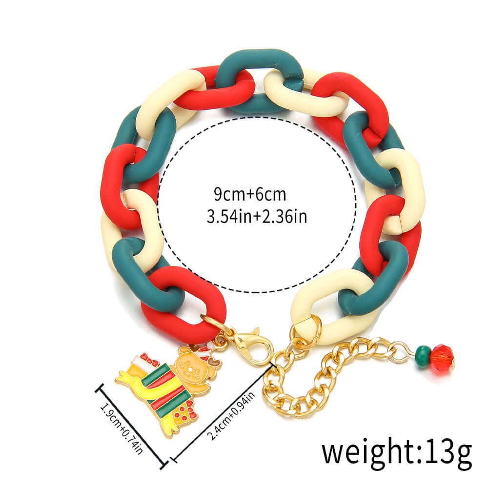 Santa Claus Acrylic Link Holiday Christmas Bracelet | D1045 | Perfect for Christmas Parties, Gift Exchanges & Festive Accessories