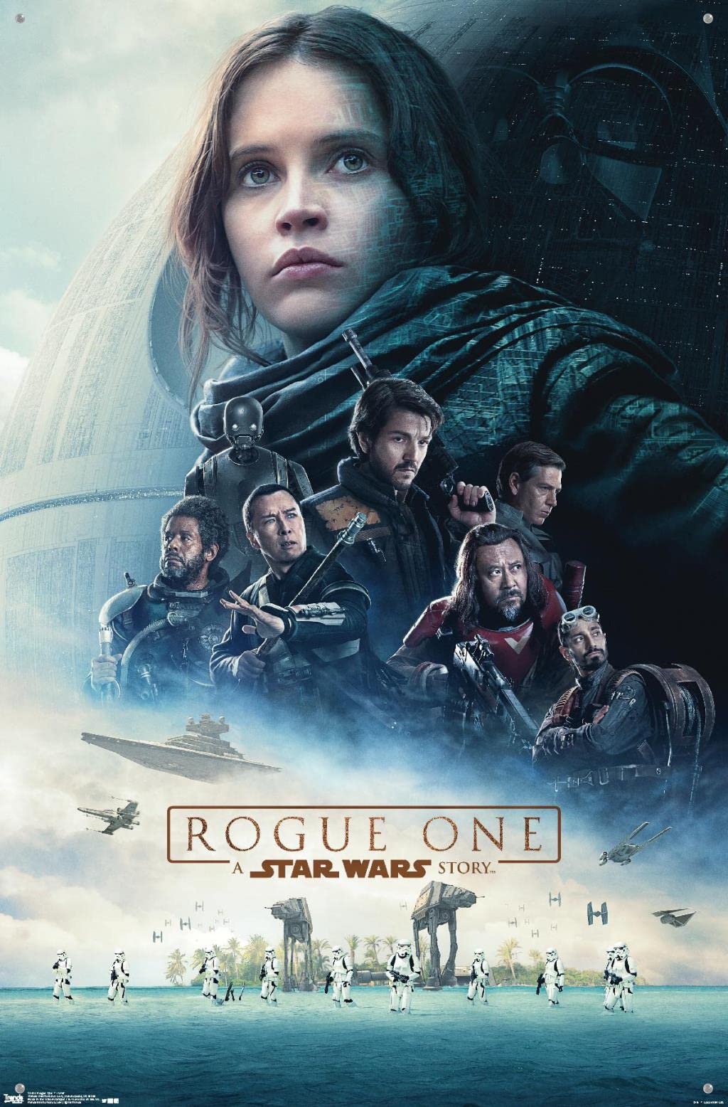 Star Wars Rogue One Movie Poster - 24x36 Inch Premium Quality Wall Art with Push Pins - Perfect for Bedroom, Game Room & Home Theater Decor