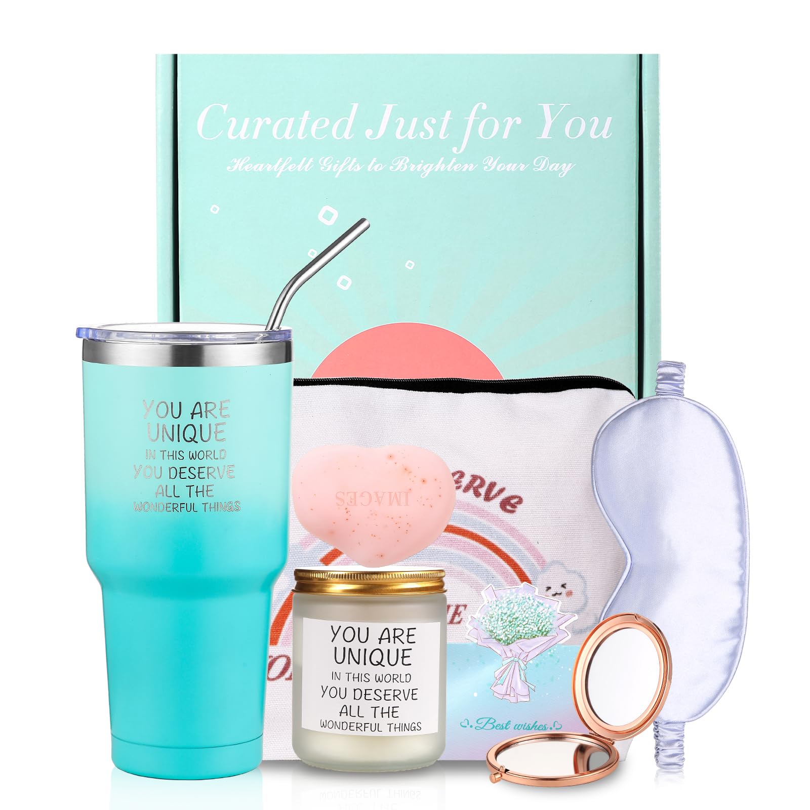 30oz Tumbler Self Care Gift Basket for Women - Relaxation Spa Set with Insulated Cup for Birthday, Christmas, Mother's Day - Perfect for Stress Relief, Home Spa Days & Thoughtful Gifting