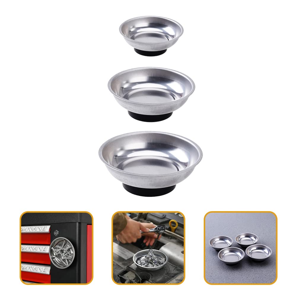 3-Piece Magnetic Tool Tray Set - Heavy Duty Magnetic Screw Holder & Parts Bowl for Mechanics - Perfect for Auto Repair, DIY Projects & Workshop Organization